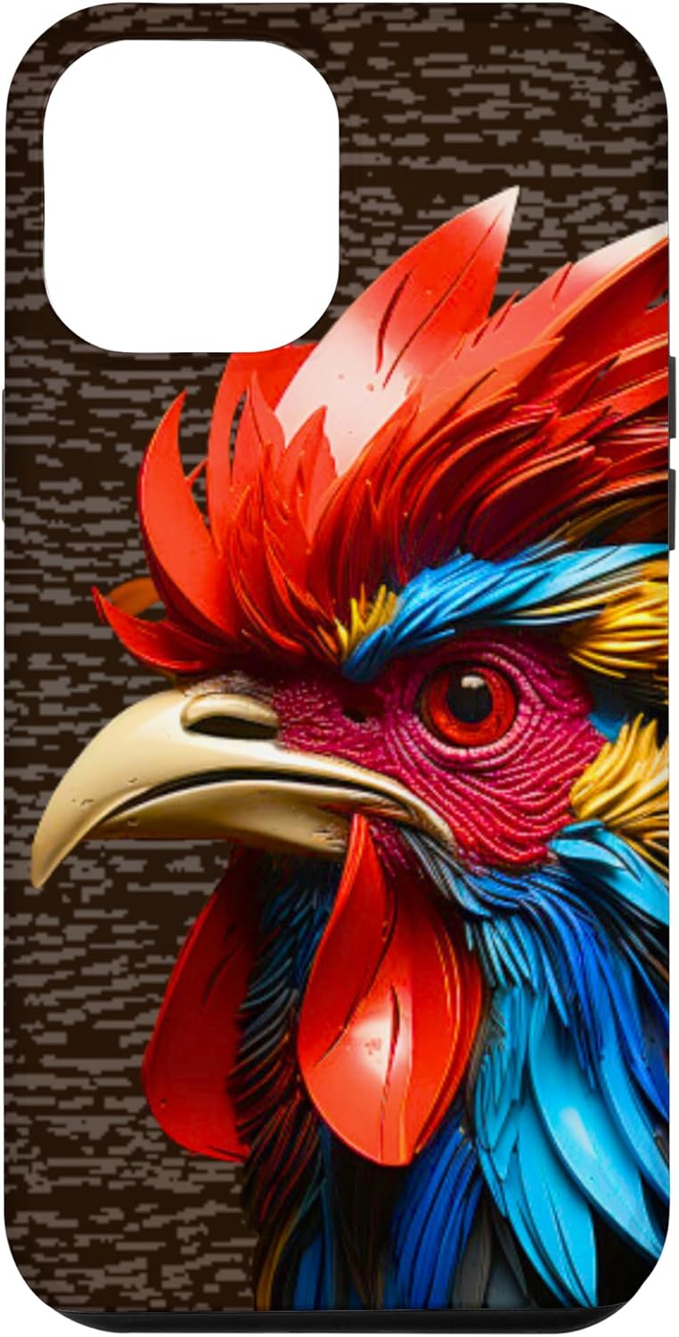 Funda para iPhone 12 Pro Max Gallo Gallo Granja Animal Arte Gallo