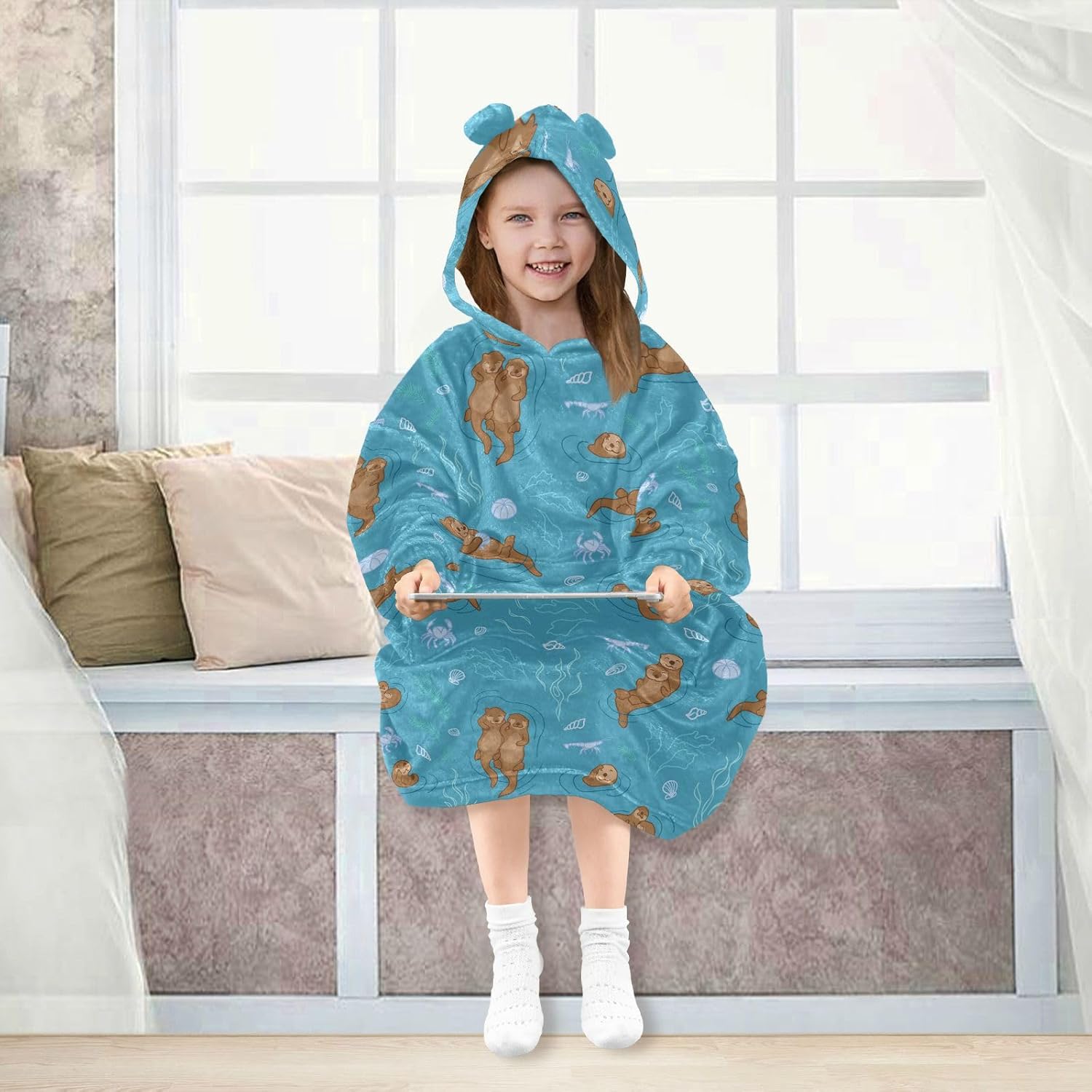 Wearable Blankets for Kids, Soft Warm Cozy Oversized Blanket Hoodie, Gifts 3-14 Y Boys Girls Teens with Pocket
