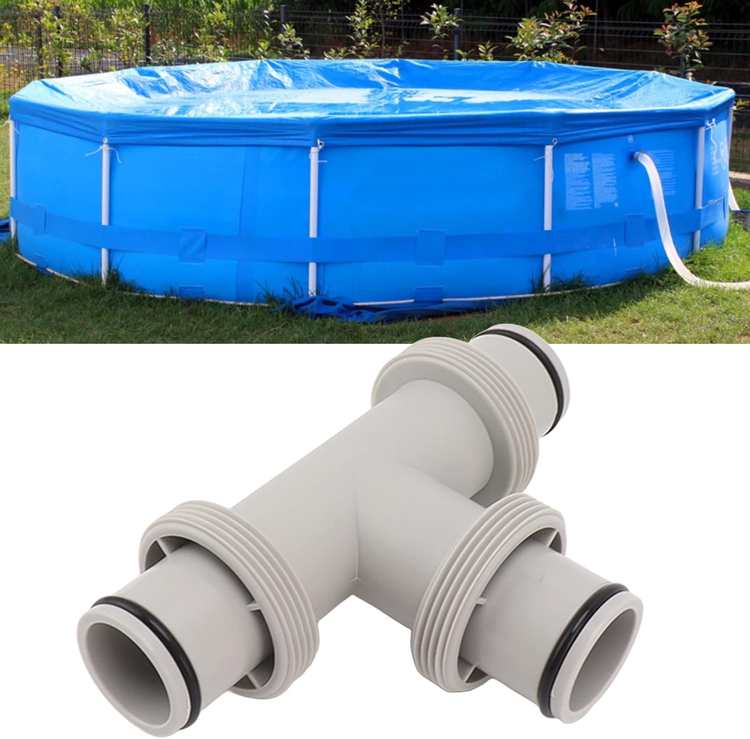 AYNEFY Válvula de émbolo de manguera de piscina dividida, adaptador de manguera de émbolo de manguera en forma de T 2 en 1 para sistemas de agua