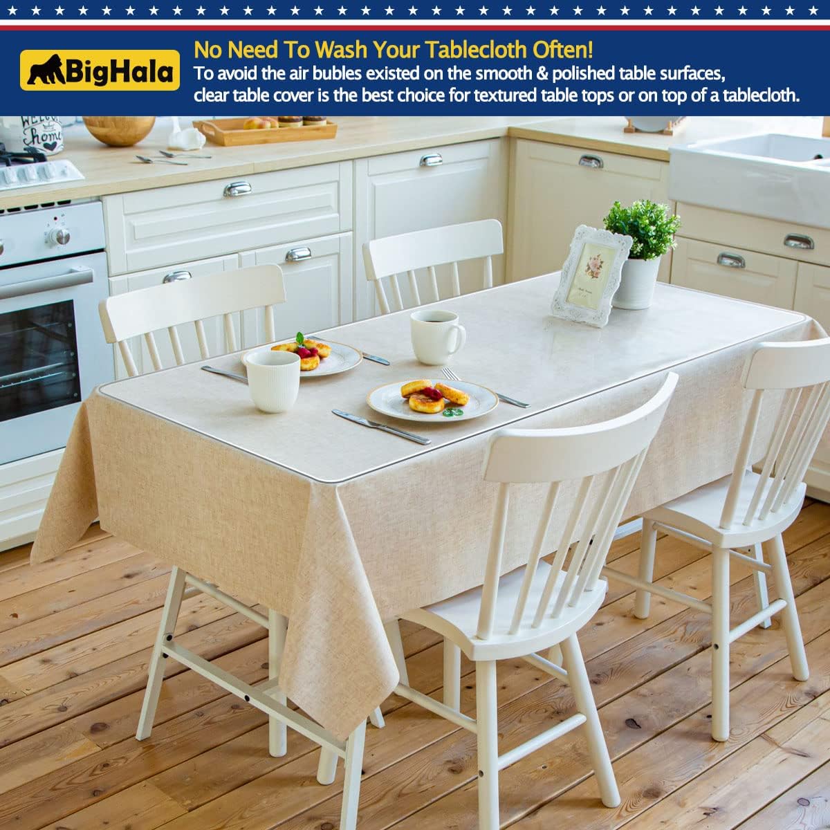 BigHala Protector de mesa de madera para muebles, manteles de plástico transparente lavable, funda protectora para escritorio, vinilo de PVC,