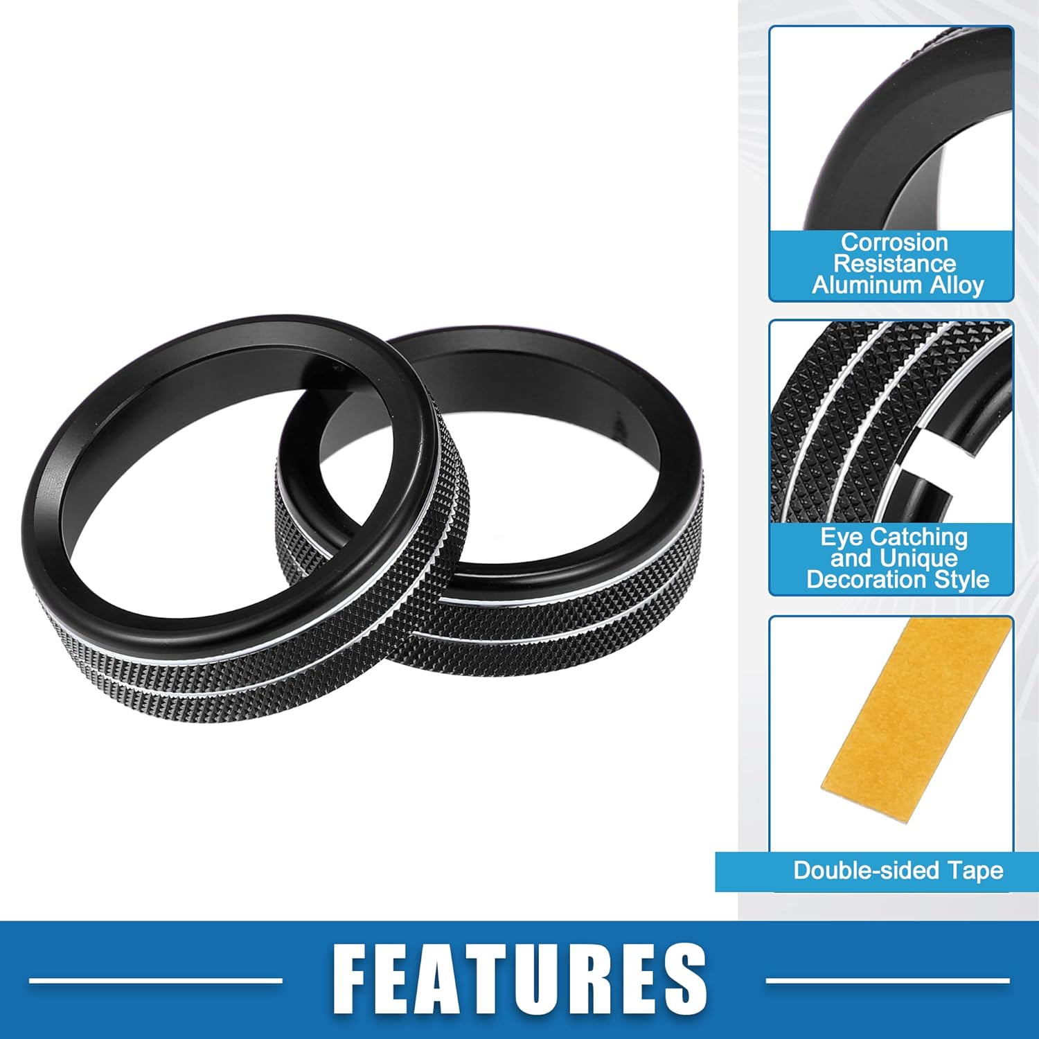 Calcomanías para pomos de aire acondicionado de automóvil, para interruptor de radio de CA, para Chevrolet Colorado 2014-2022, color negro (juego de