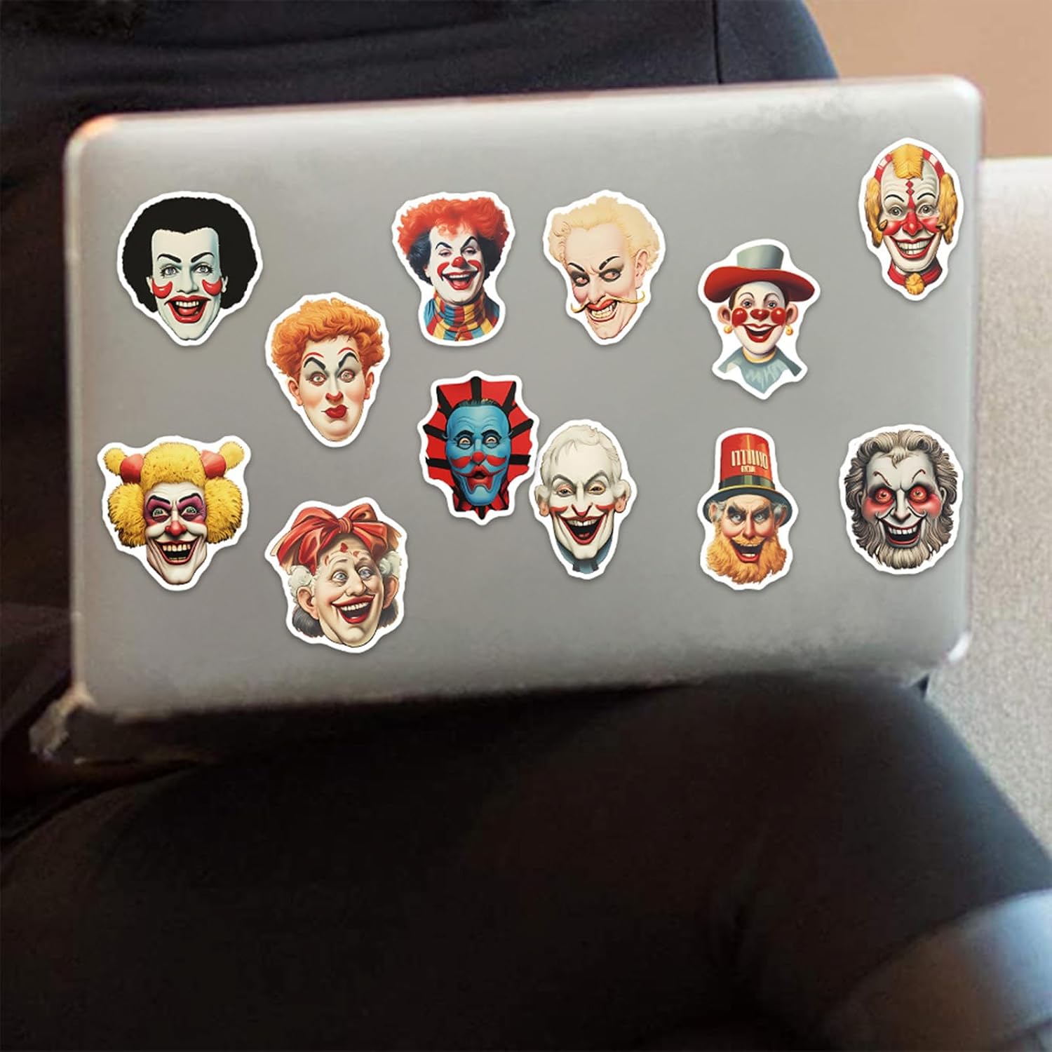 50 calcomanías divertidas de payaso de Joker de dibujos animados, calcomanías impermeables de vinilo para niños, adultos, adolescentes, para fiestas