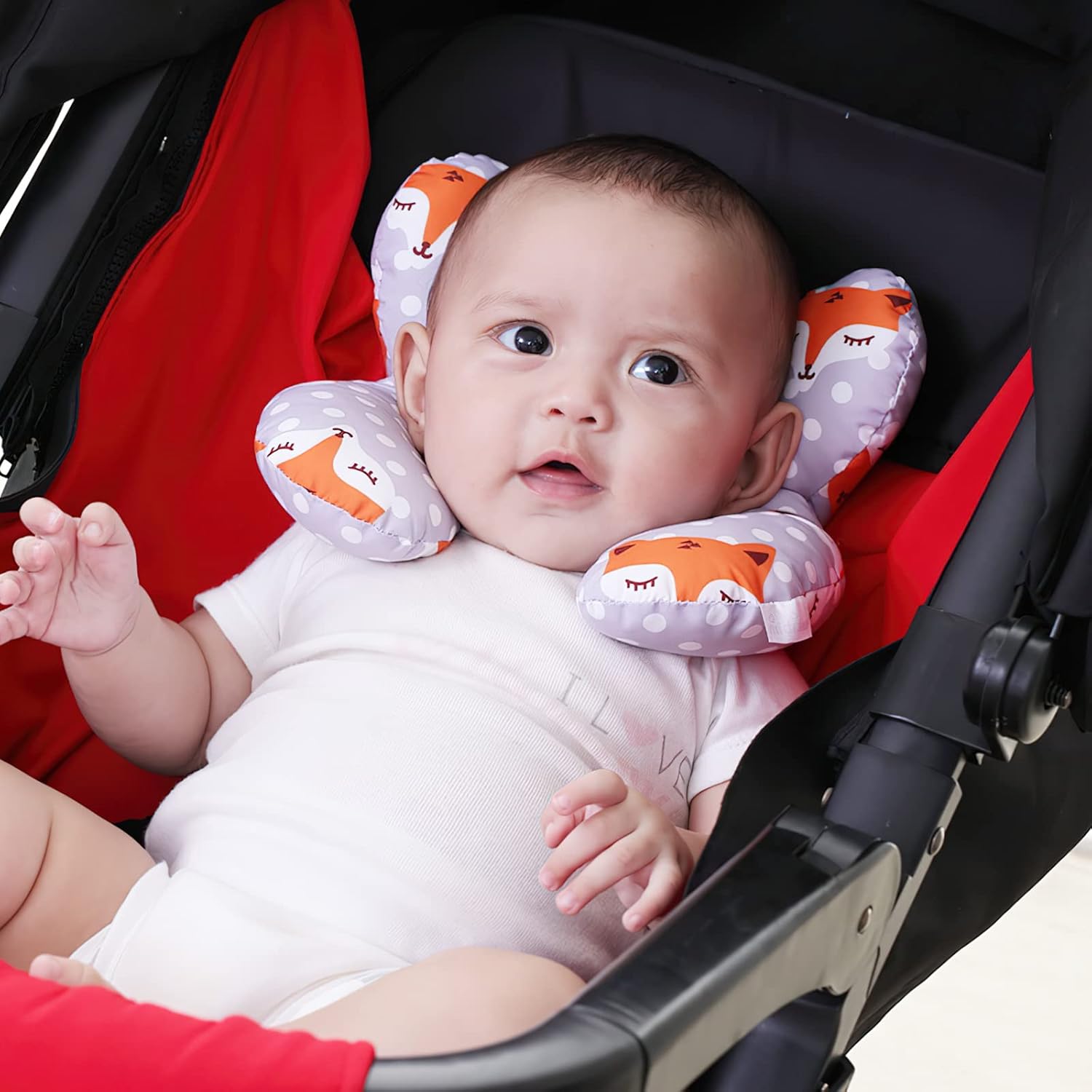 Almohada de viaje para bebé, almohada de apoyo para la cabeza y el cuello, cojín para reposacabezas para silla de cochecito, asiento de automóvil,