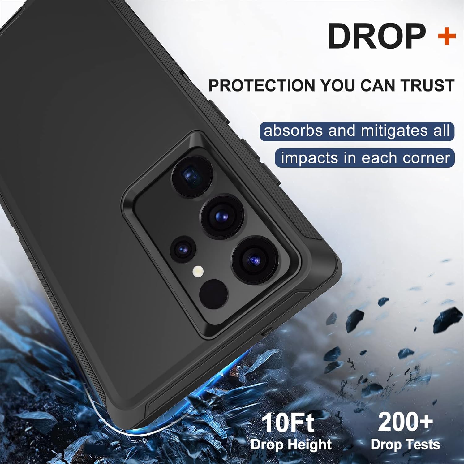 Funda para Samsung Galaxy S23 Ultra con funda de clip para cinturón, 2 protectores de pantalla, grado militar resistente a prueba de golpes de