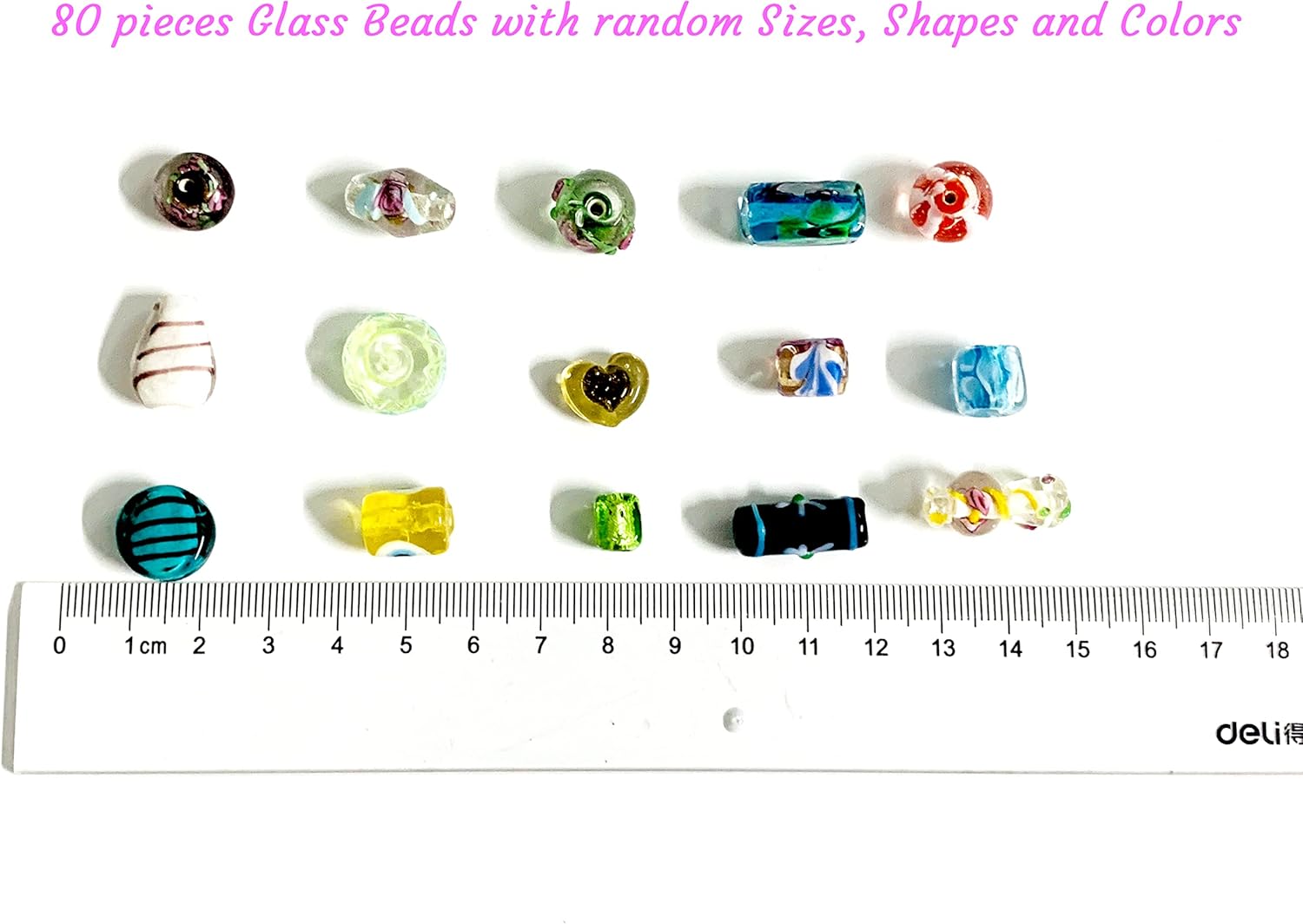 Cuentas de vidrio surtidas al azar (80 unidades) para la fabricación de joyas, formas mixtas y colores, cuentas sueltas para la mayoría de las