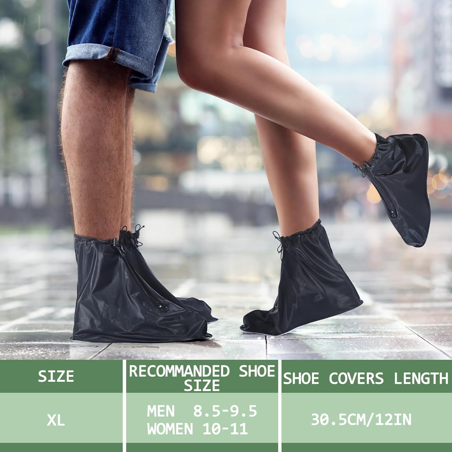 Coume 2 pares de fundas antideslizantes para zapatos de lluvia, impermeables, reutilizables, protectores de zapatos para botas de nieve, para
