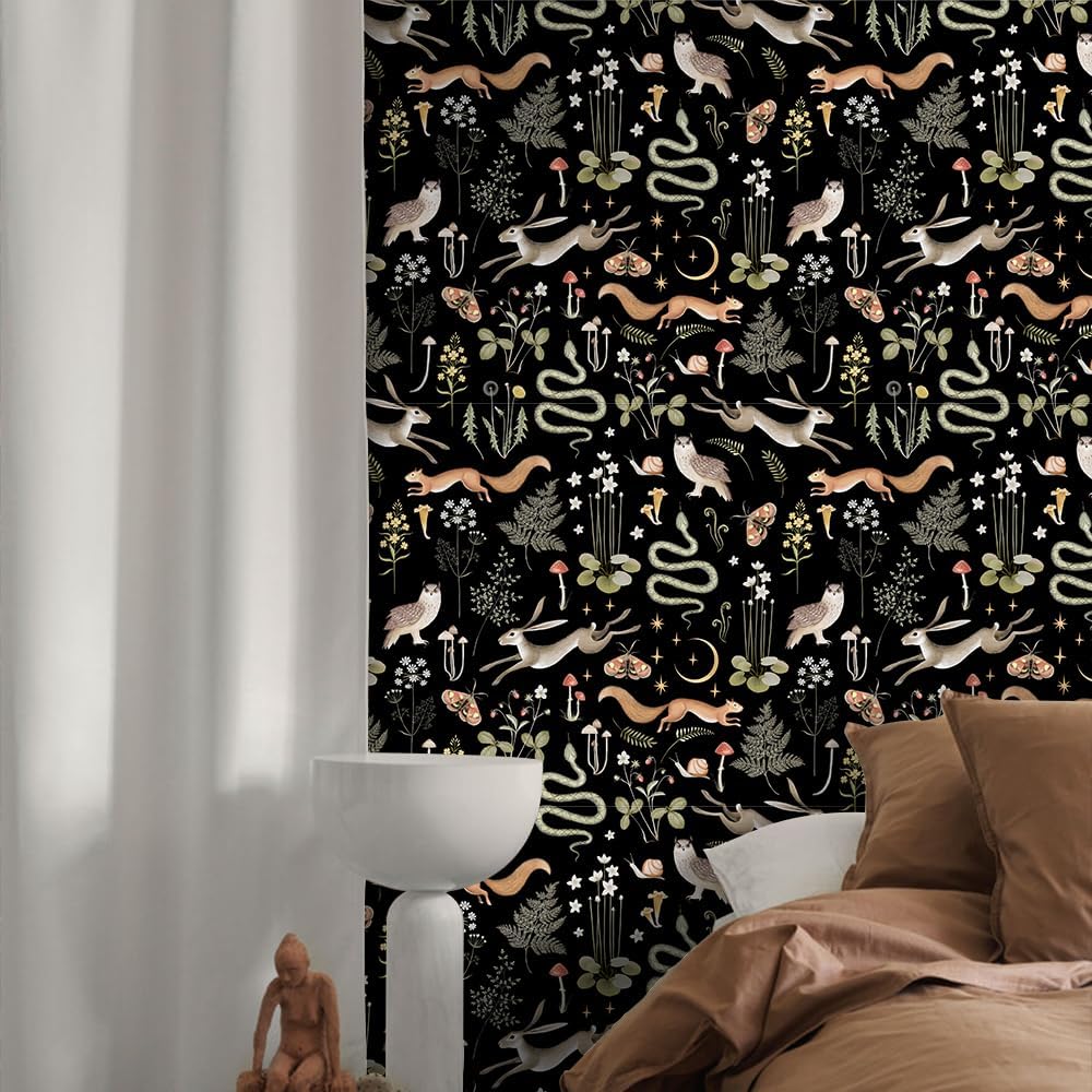 Papel tapiz autoadhesivo con diseño de animales coloridos, ardilla, búho, serpiente, conejo, extraíble, impermeable, papel de contacto decorativo,