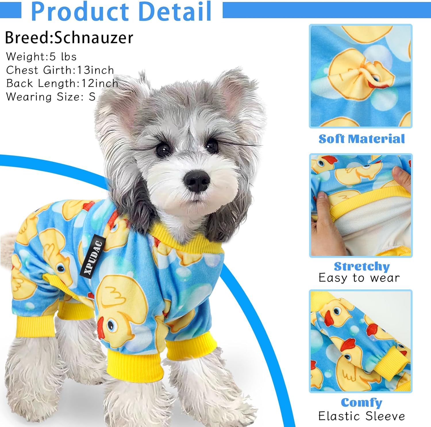 XPUDAC Pijama de 4 piezas para perros pequeños, ropa para cachorros, trajes para perritos, camisas de Navidad, pijamas para mascotas y gatos, XXL