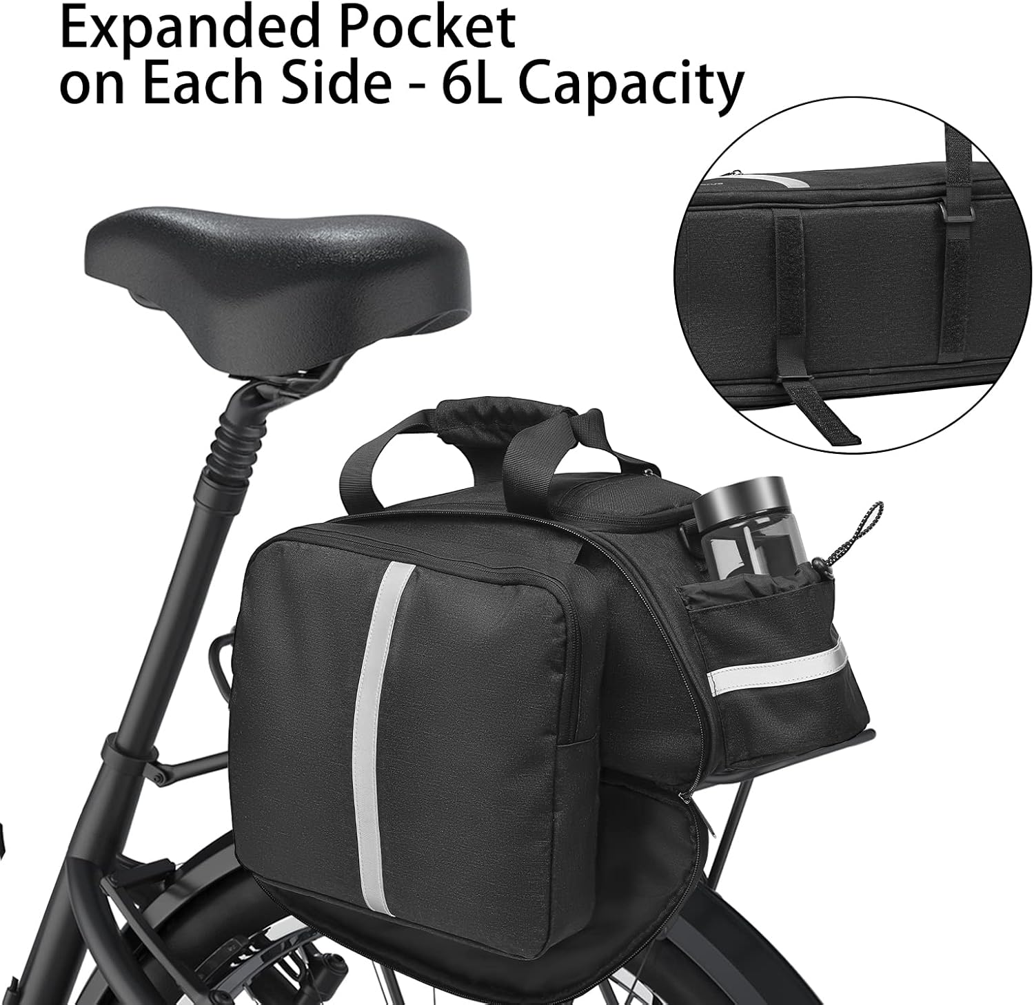 MOSISO Bolsa para portabicicletas, bolsa impermeable para maletero de bicicleta, bolsa de asiento trasero para ciclismo, soporte reflectante para