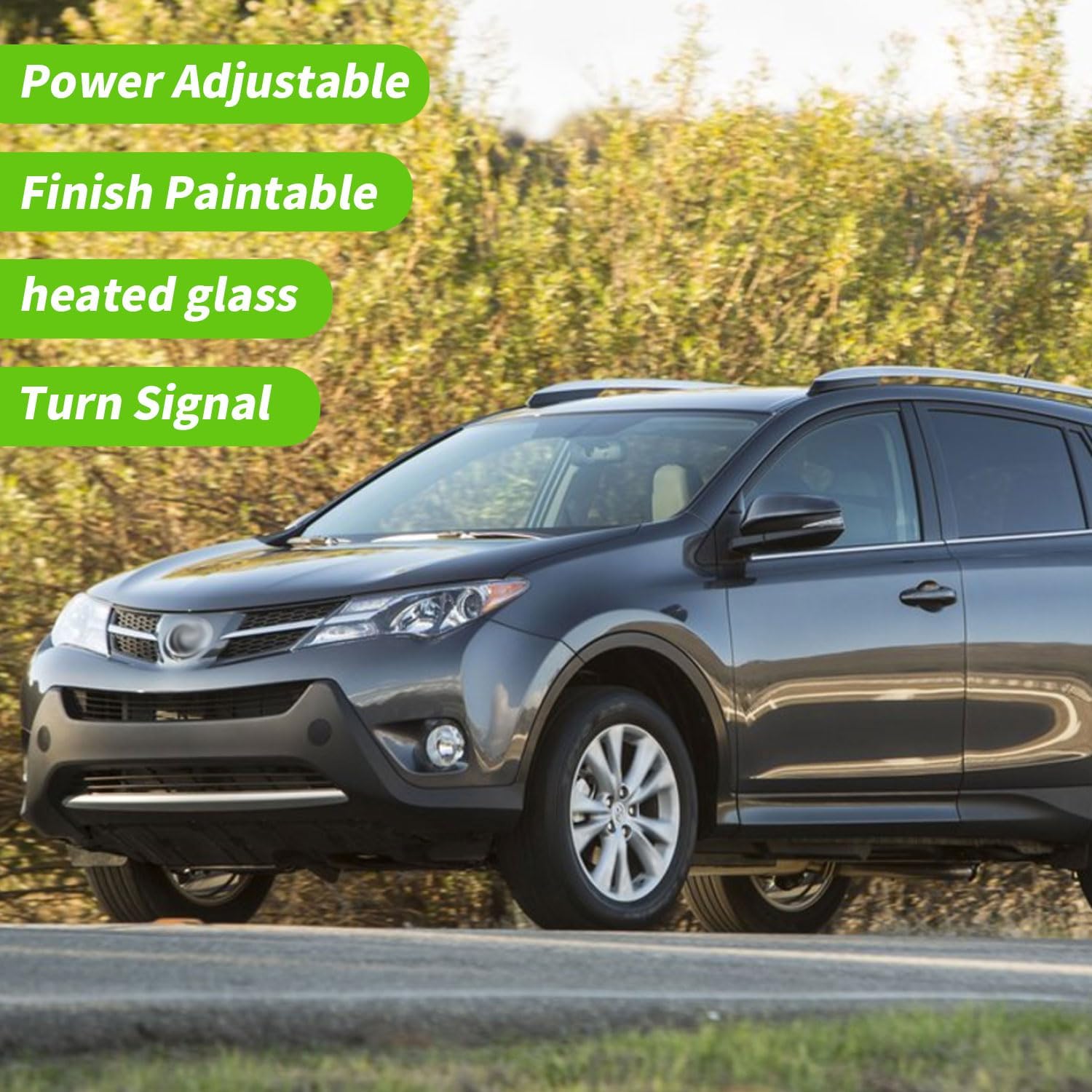 Liizoo Espejo lateral para puerta de automóvil Toyota RAV4 2013 2014 2015 lado izquierdo del conductor  Vidrio ajustable  Vidrio eléctrico  Vidrio