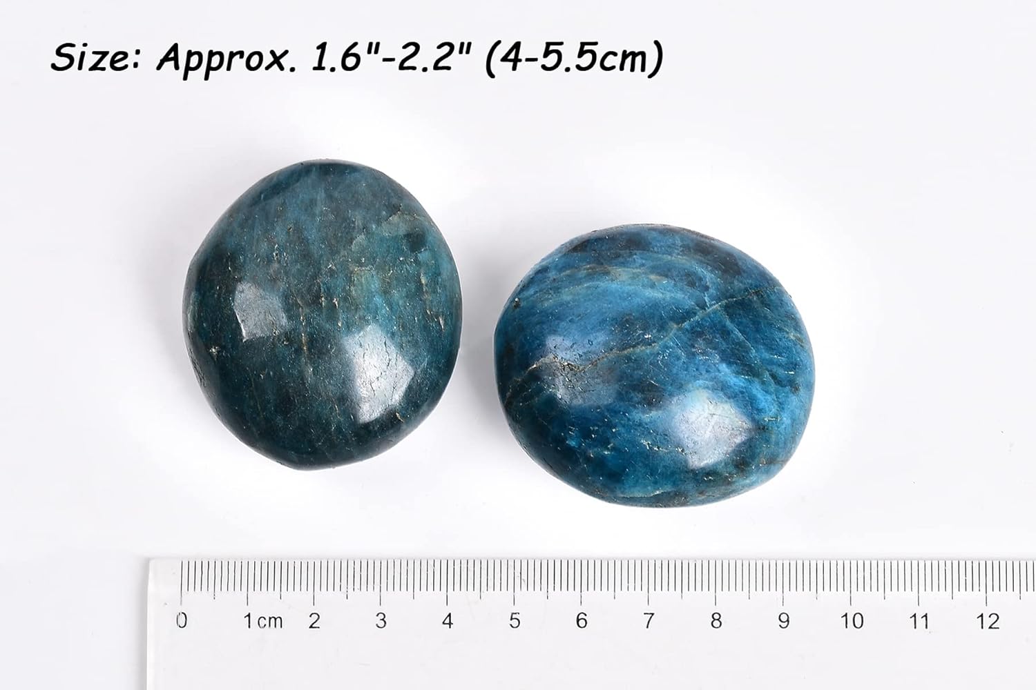 AMOYSTONE 5 piezas de piedra de preocupación de apatita natural, cristal de palma, piedra curativa de cuarzo reiki para terapia de ansiedad, 1.6-2.2
