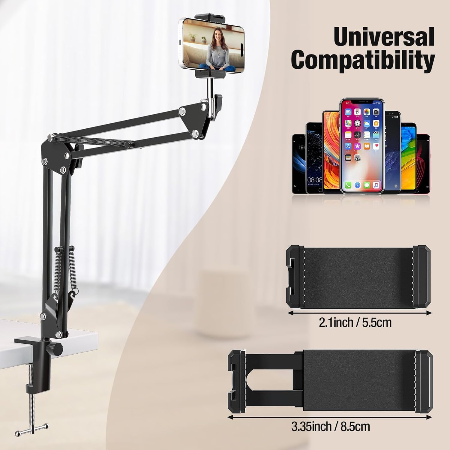 Soporte para teléfono celular, brazo articulado con luz LED USB, soporte flexible para transmisión en vivo, grabación de video, dibujo, cocina