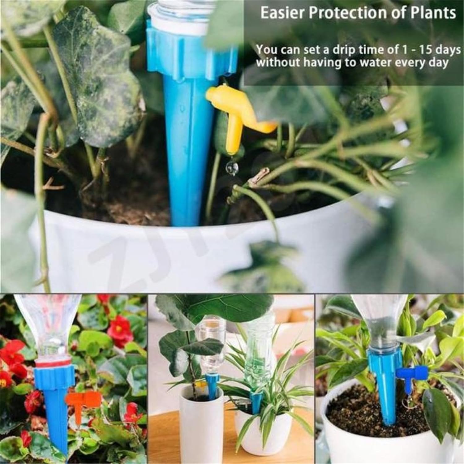 Paquete de 10 picos de riego automático para plantas, dispositivos de riego automático con interruptor de válvula de control ajustable, herramientas