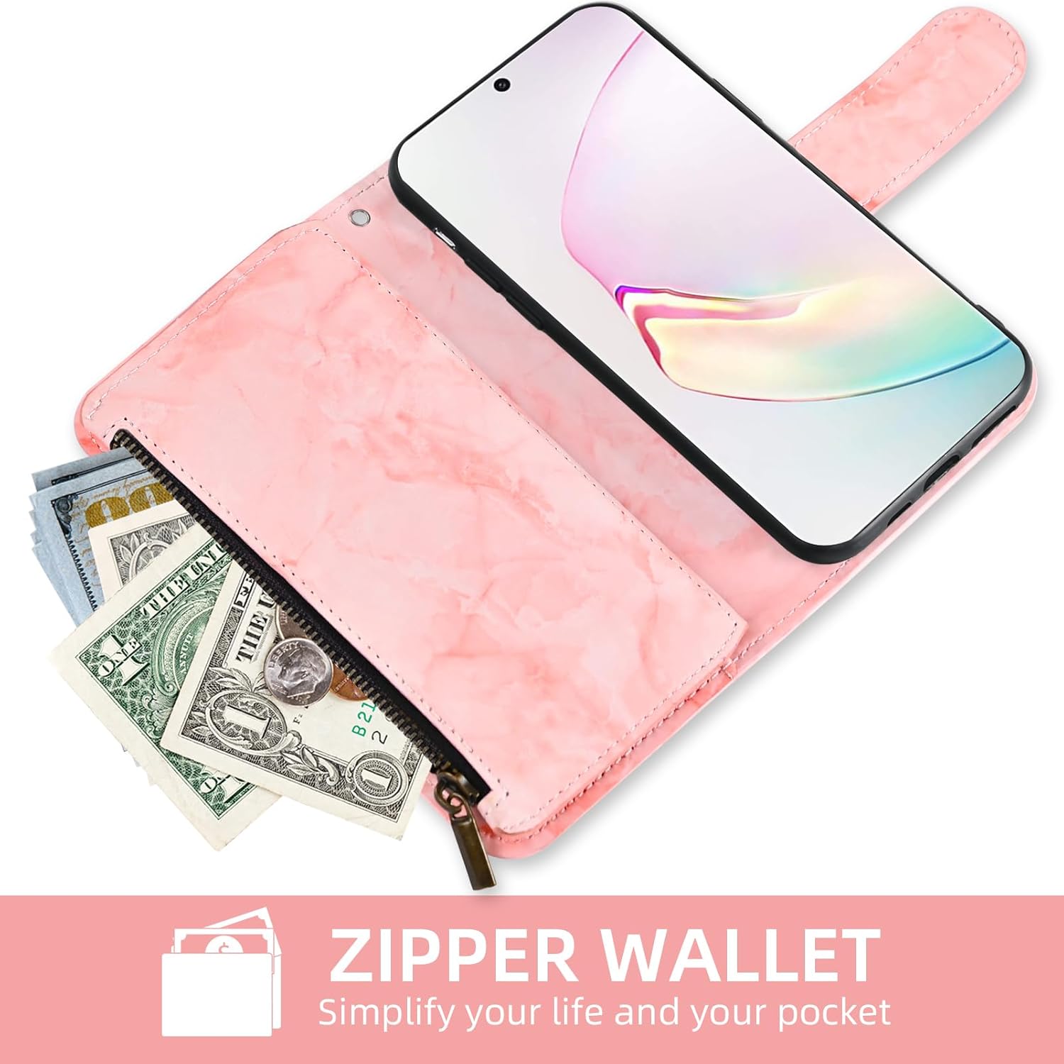 Asuwish Funda para teléfono Samsung Galaxy Note 10 Plus Note10+ 5G Wallet Cell Cover con protector de pantalla de vidrio templado y soporte para
