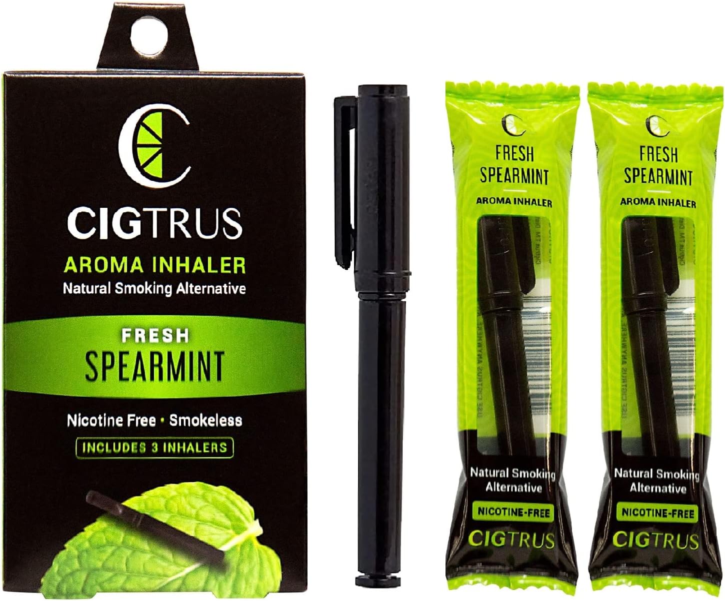 Inhalador de hierbas, alternativa natural para fumar  Bolígrafo de aceite  Sin nicotina, sin humo, sin tabaco  Menta verde fresca y menta helada – 6