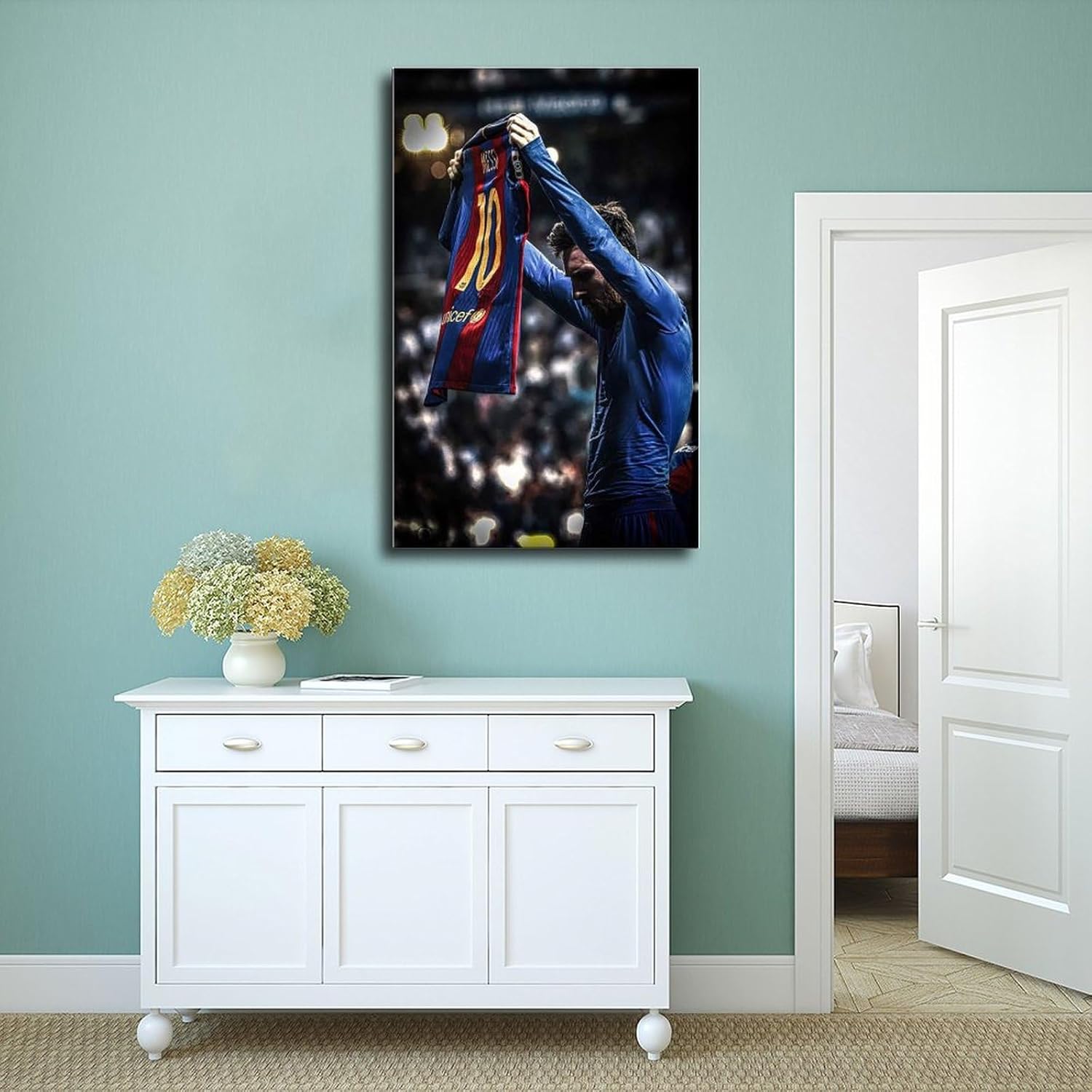 Lionel Póster Messi 24 Póster en lienzo para pared, decoración para el hogar, dormitorio, sala de estar, regalos, sin marco 12 x 18 pulgadas (11.8 x