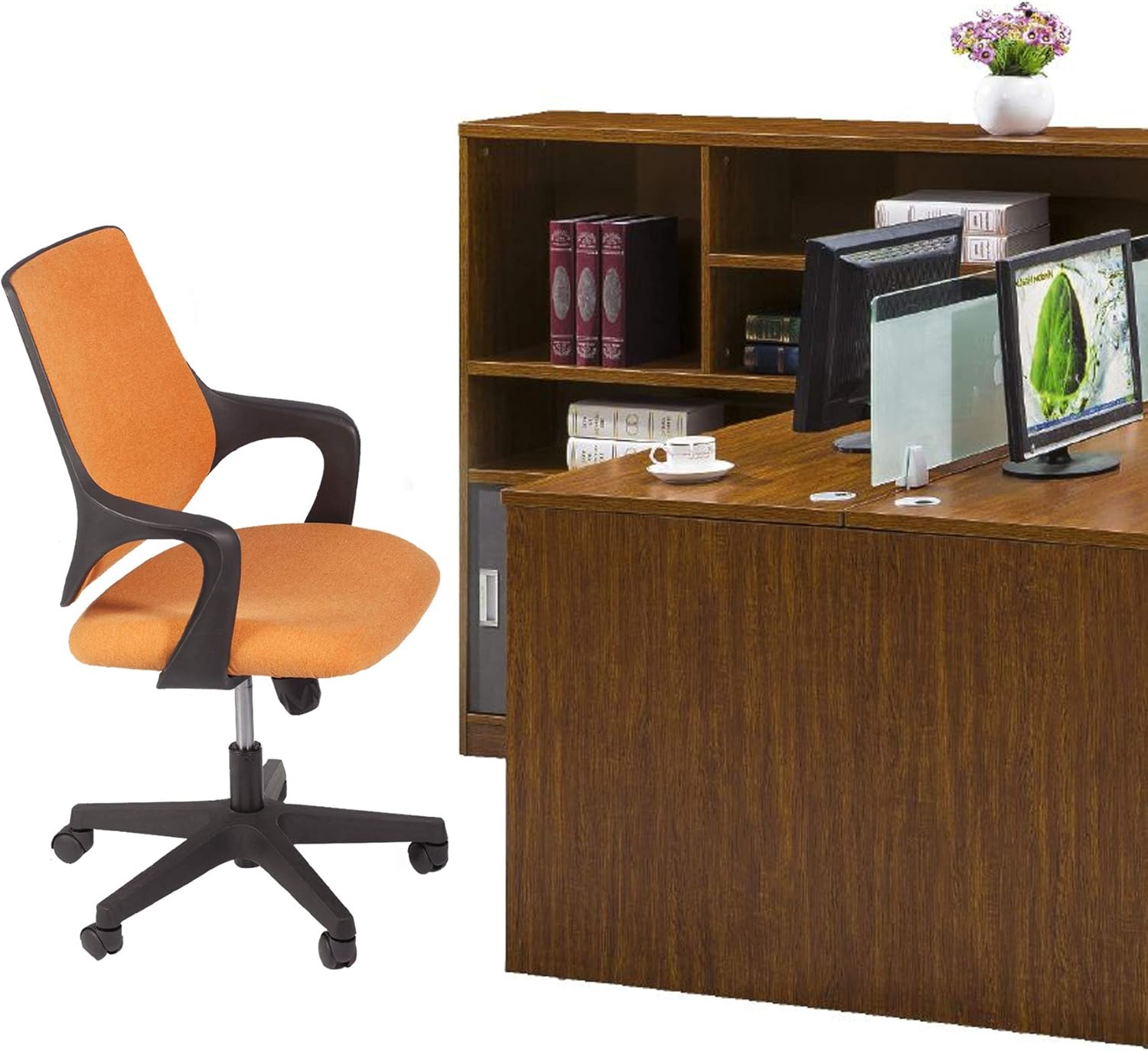 KARMAS PRODUCT Silla de escritorio de oficina con respaldo medio ajustable en altura con respaldo abrazable, silla ergonómica giratoria con asiento