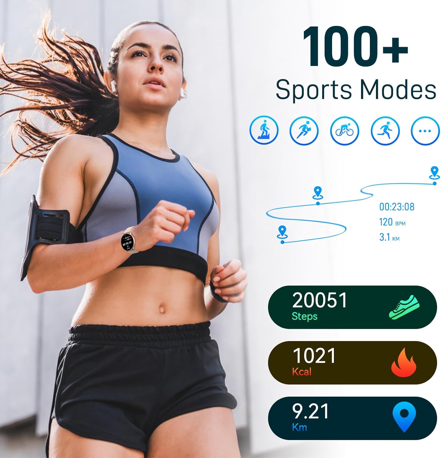 EIGIIS Relojes inteligentes para hombres y mujeres, pantalla grande de 1.43 pulgadas, AMOLED siempre encendido, monitor de actividad física con