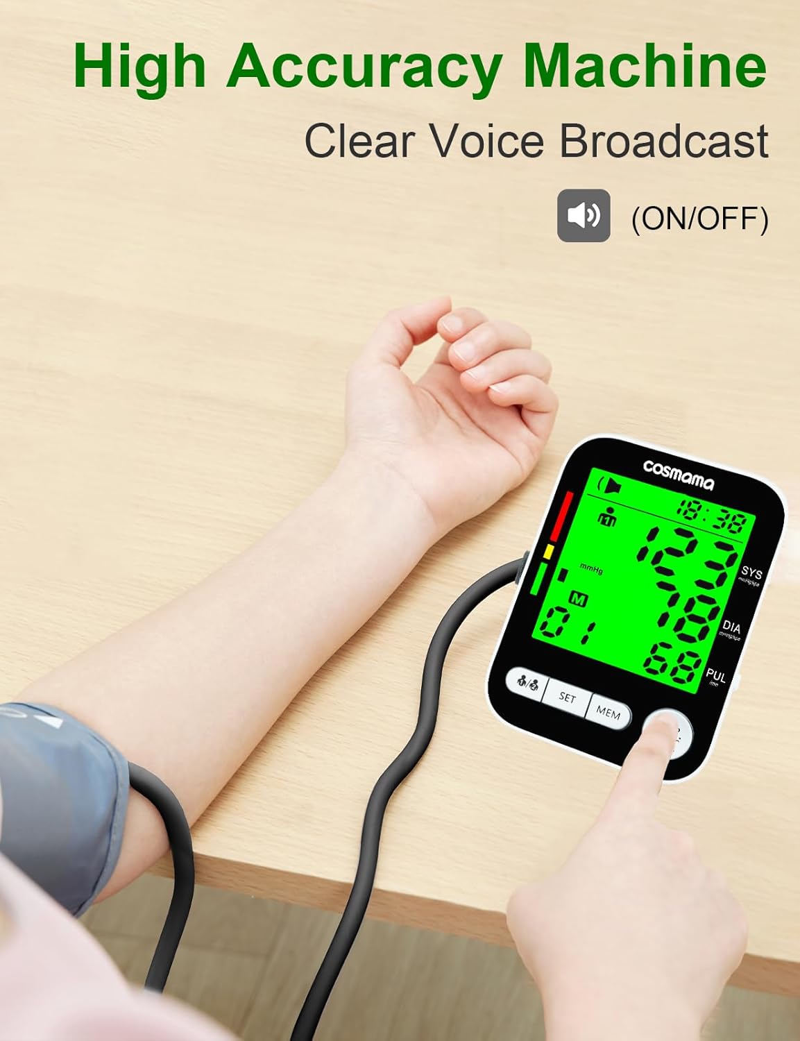 Monitor de presión arterial, monitores automáticos de presión arterial para uso doméstico, máquina de presión arterial recargable con pantalla
