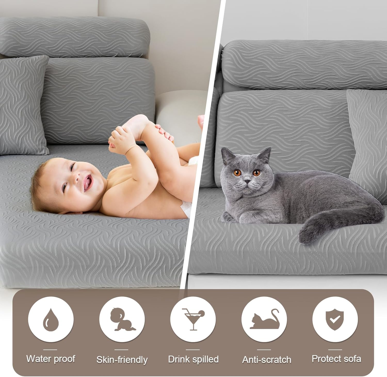 Fundas de cojín impermeables para sofá, fundas elásticas para sofá, fundas de cojín elásticas de repuesto, funda de asiento suave, protector