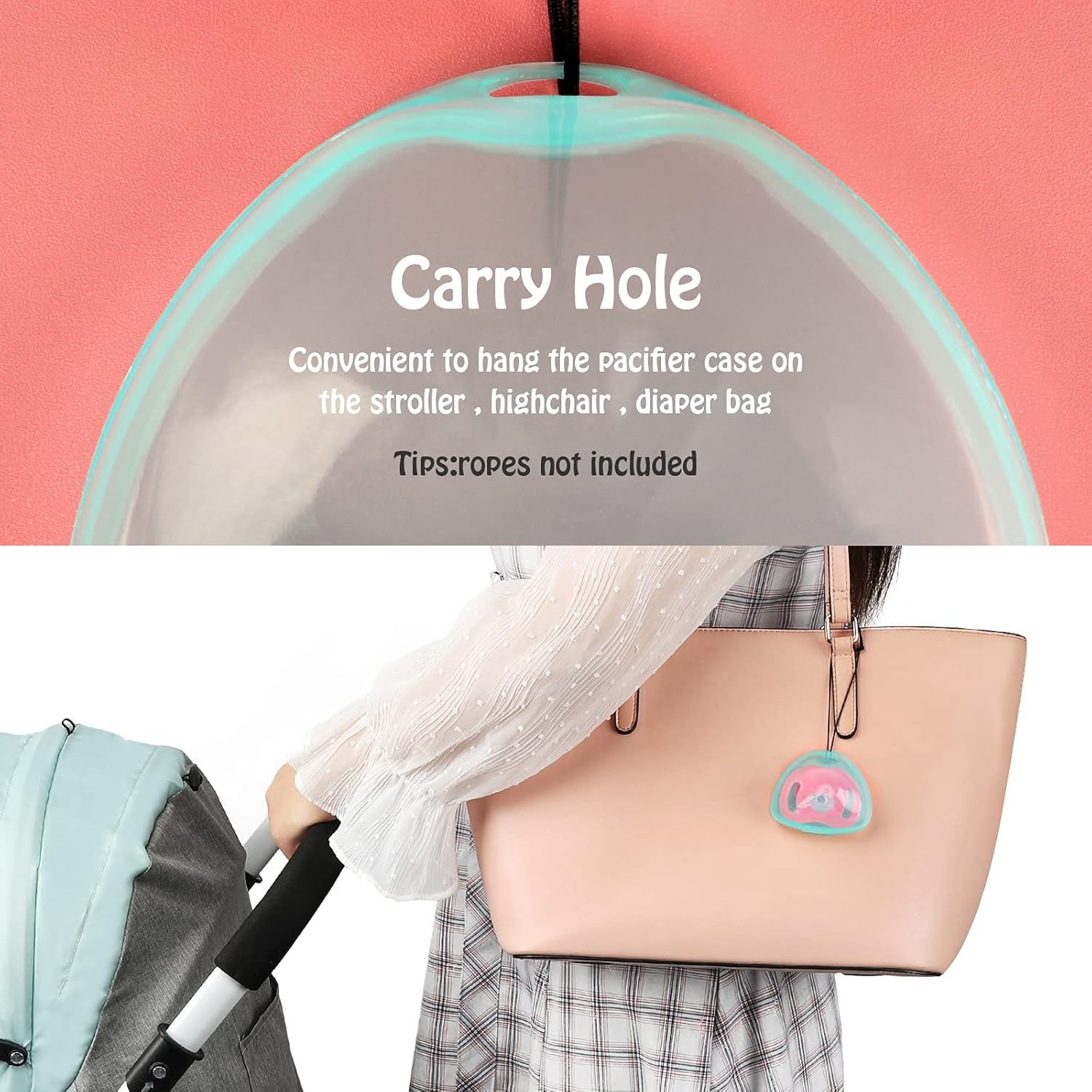 Accmor Funda para chupete, estuche para chupete, contenedor para chupete para viajes, sin BPA, verde transparente, paquete de 4