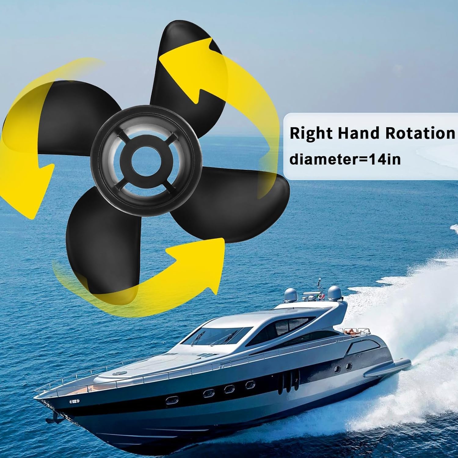 OEM 15 Spline Tooth Aluminum Boat Propeller fit MercuryMariner Outboard Motos135-300HP,Mercruiser Alpha One,Interchangable Hub Kits Included, Rh