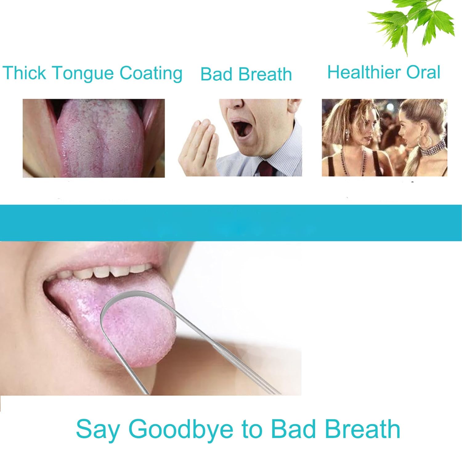 Raspador de lengua, paquete de 2 limpiadores de lengua de acero inoxidable, raspador de lengua para adultos, reduce el mal aliento y el aliento