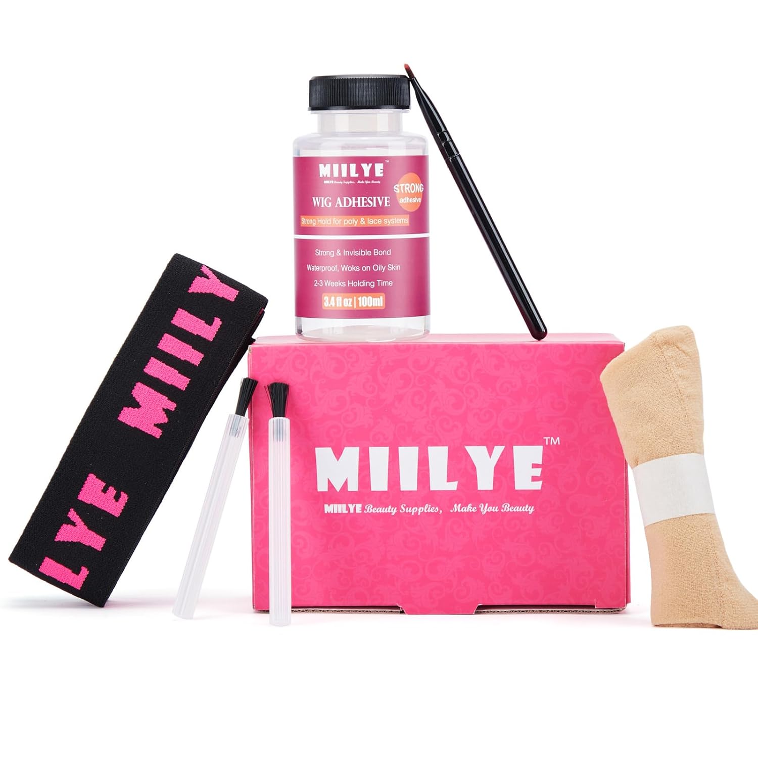 MIILYE Paquete de pegamento transparente para peluca, 3.4 fl oz3.4 oz resistente al agua  Pegamento invisible para unión de cabello tipo tupé,