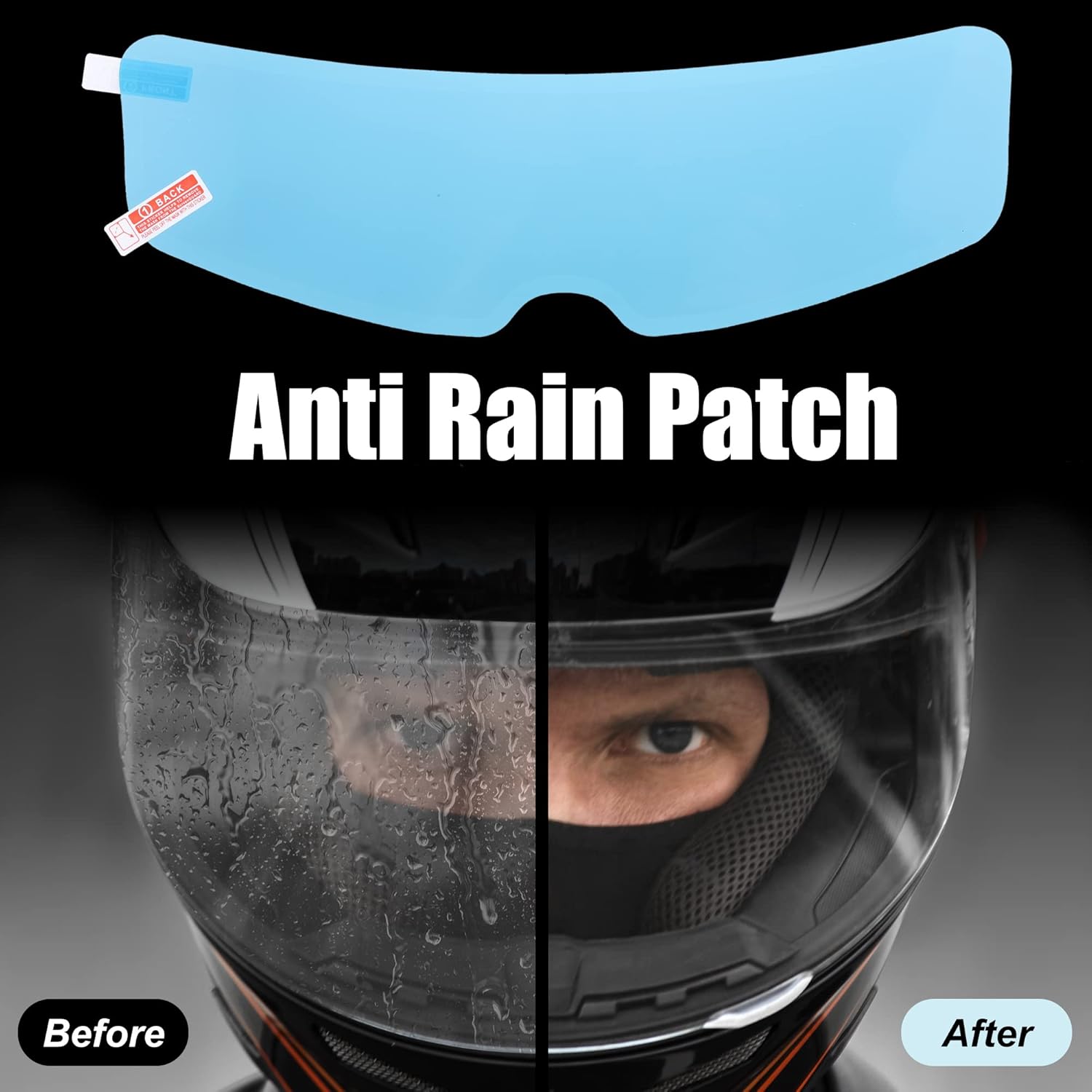X AUTOHAUX 2 piezas de 8.86 x 2.56 pulgadas, película a prueba de lluvia para casco de motocicleta, universal, protección contra la lluvia,