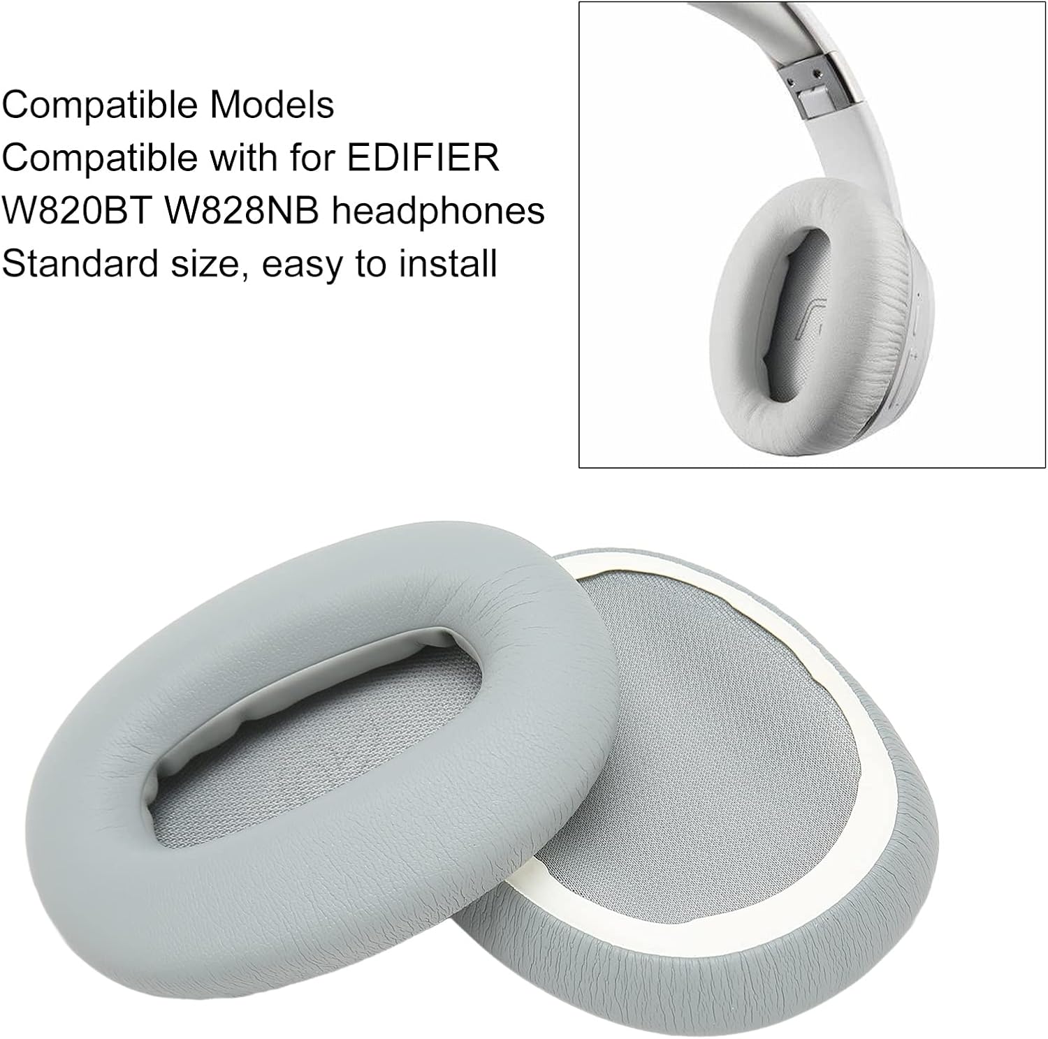 Cuifati Almohadillas de repuesto para auriculares Edifier W820BT W828NB, bloqueo de ruido, almohadillas de repuesto suaves y transpirables, 2
