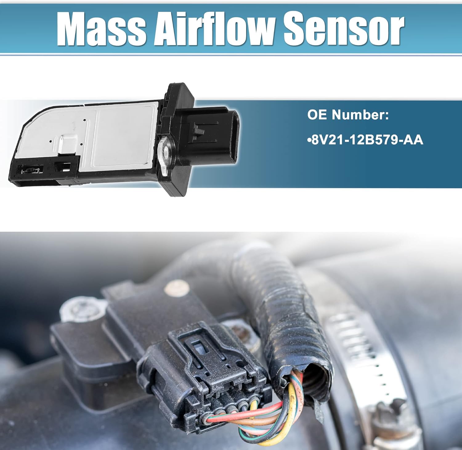 X AUTOHAUX 8V21-12B579-AA Medidor de sensor de flujo de aire de masa de coche para Ford Fiesta ST180 MK7 1.6 2013 2014 2015 2016 2017 para Ford Edge
