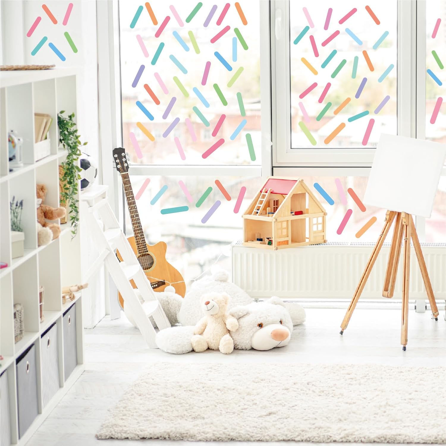 300 calcomanías de pared extraíbles con rayas de confeti coloridas para niños, niñas, bebés, decoración de pared para dormitorio y guardería