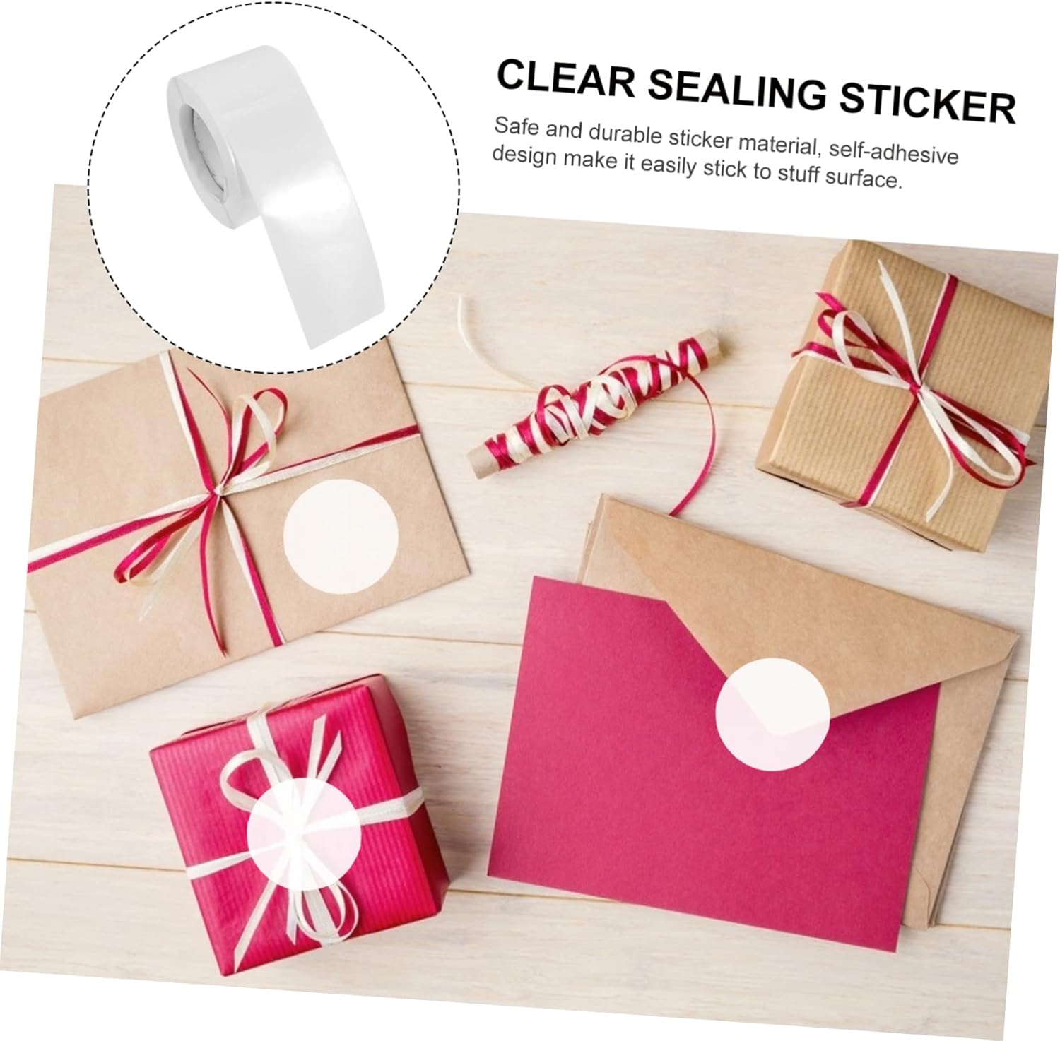 Abaodam 3000 Pcs Transparent Sealer Gift Wrapping Sticker Party Favor Sticker Labels Adhesive Sticker Self Clear Envelope Mailing Dot Stickers Gift