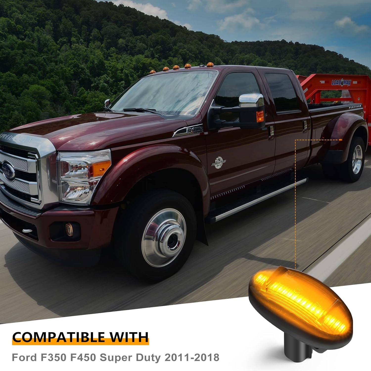 NEIFILES 4 luces LED laterales compatibles con Ford F350 F450 Super Duty 2011-2018 luces de parachoques delanteras y traseras dobles