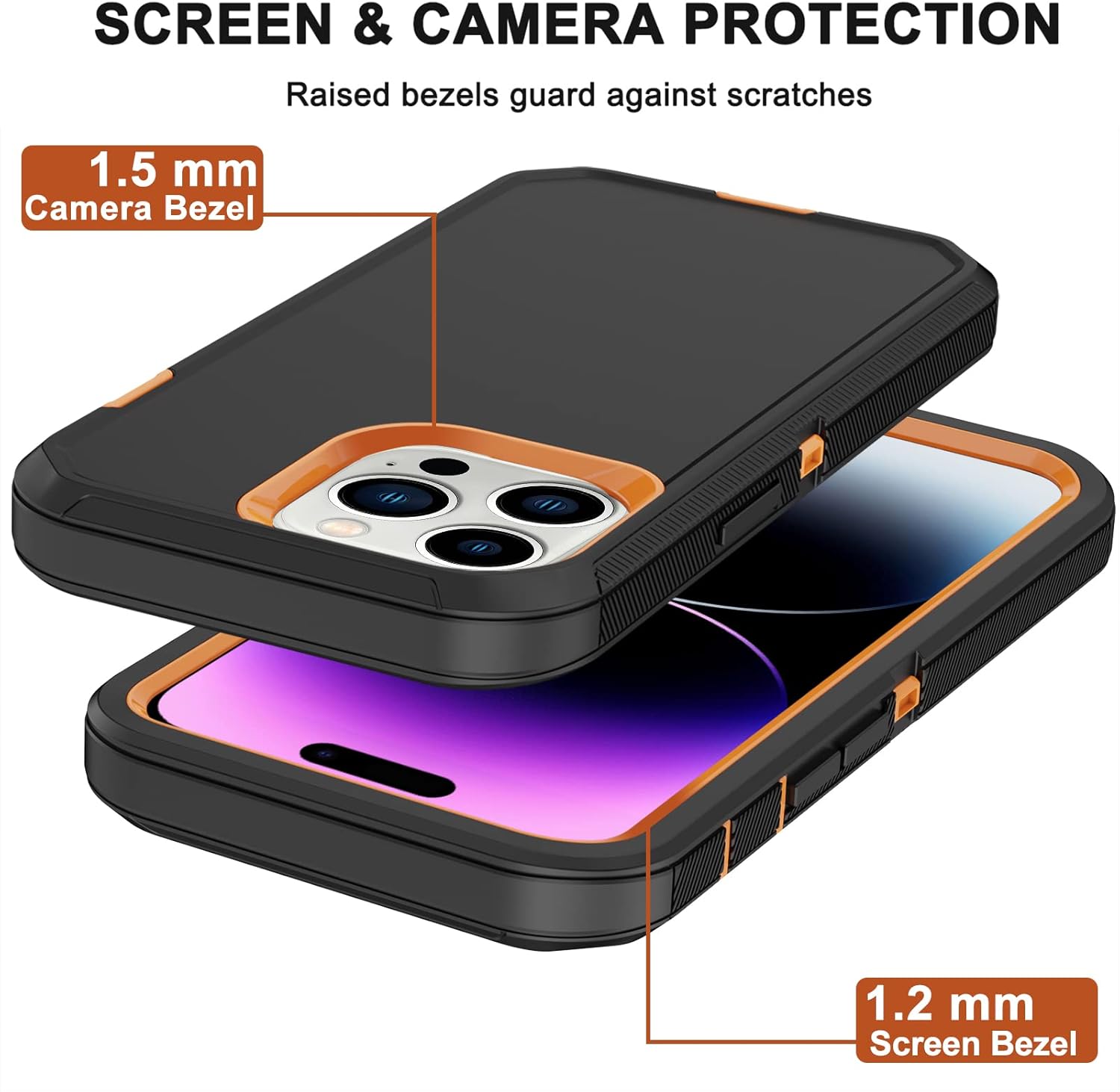 Funda para iPhone 14 Pro Max (6.7 pulgadas) con funda de clip para cinturón, 2 protectores de pantalla, resistente grado militar, cuerpo completo, a