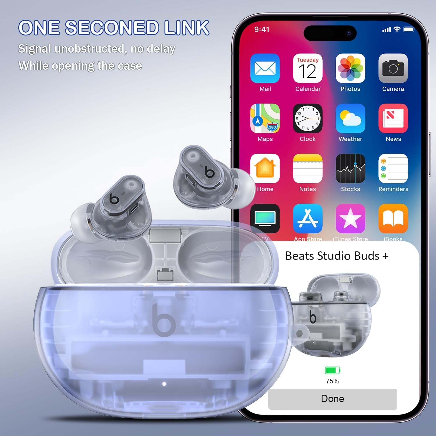 MHYALUDO Beats Studio Buds + (2023)  Beats Studio Buds 2021 Funda protectora transparente de TPU suave transparente de grado militar a prueba de