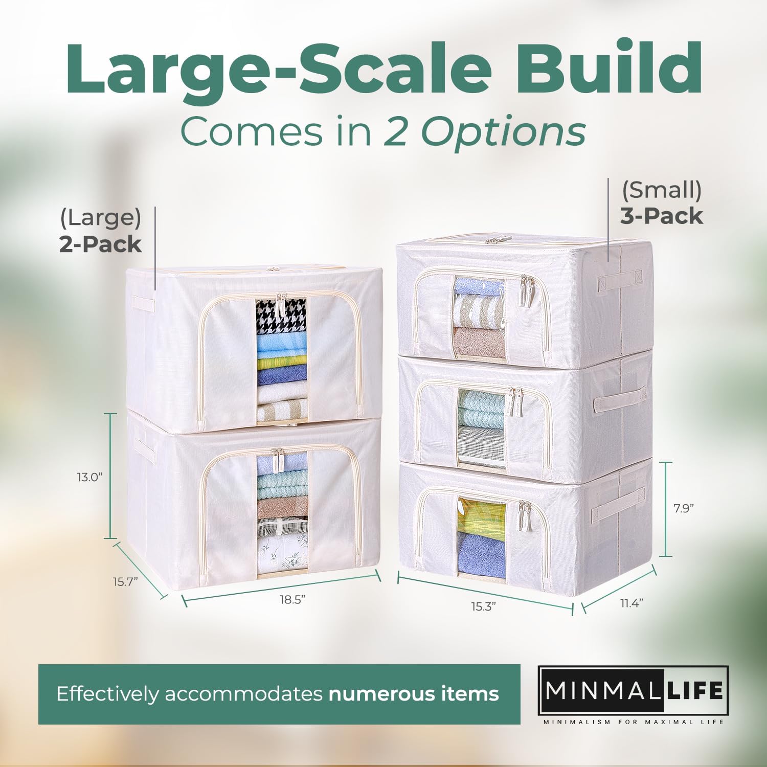 Minmallife Bolsa de almacenamiento de alambre de hierro – Cajas de almacenamiento plegables – Organizador de almacenamiento de sábanas – Caja de