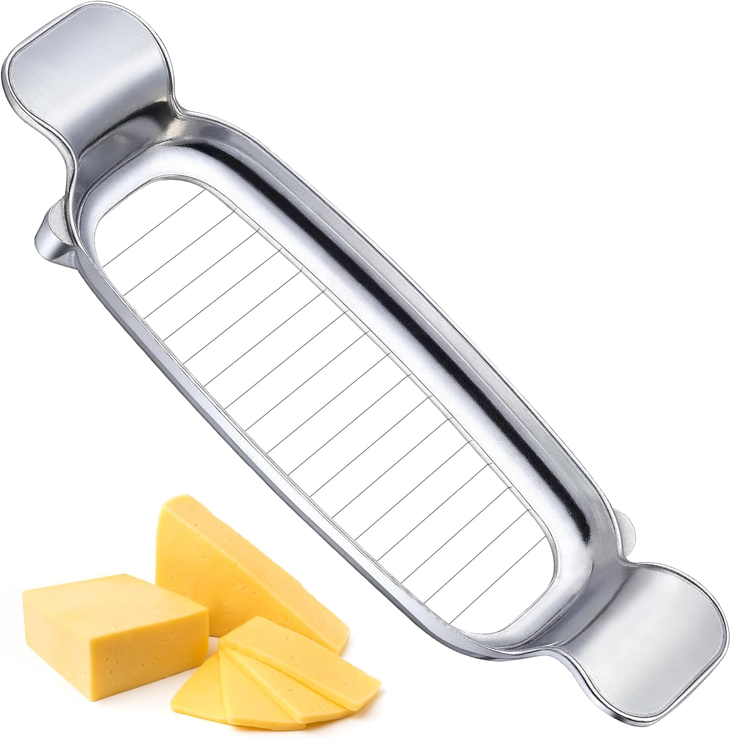 Dreyoo Cortador de mantequilla de acero inoxidable, 16 alambres afilados de acero inoxidable para control de porciones, cortador de mantequilla