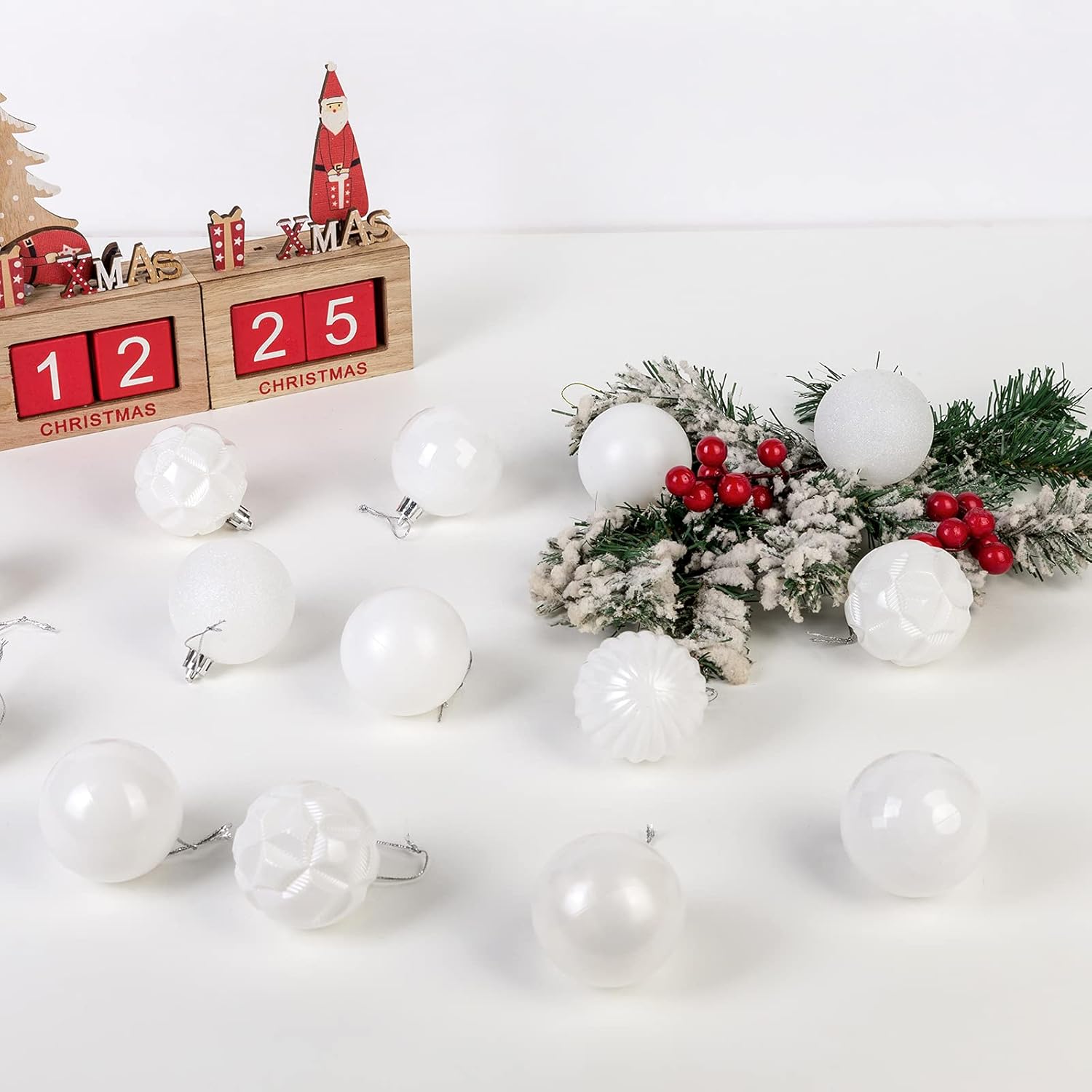 ZHMTang – Bolas de Navidad de 41 quilates 2.36 pulgadas (60 mm, blanco)