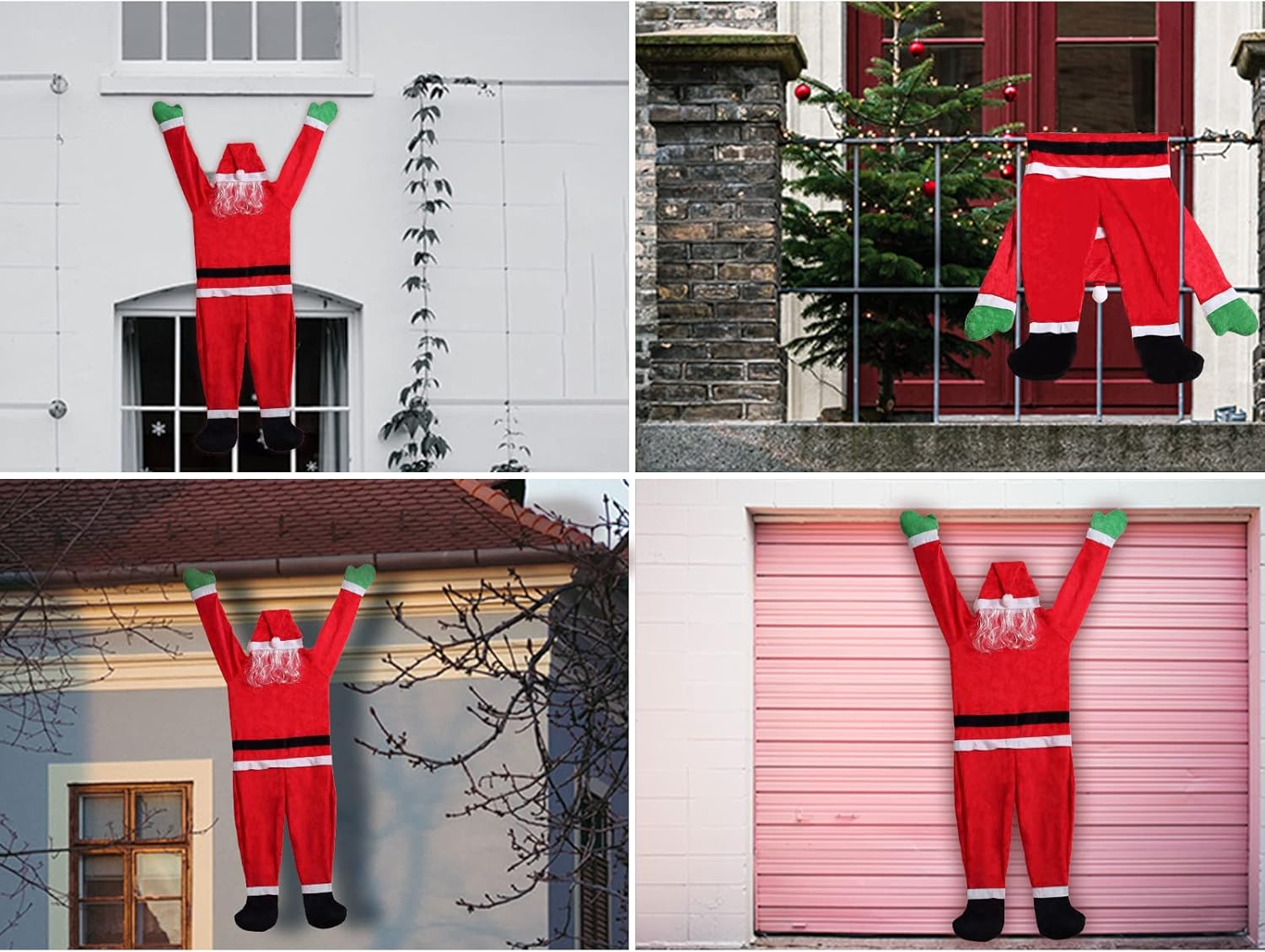 Traje de Papá Noel colgante de 5.5 pies desde el techo de canalón, decoración de Navidad grande, grande, Navidad, escalada, colgante, adornos de