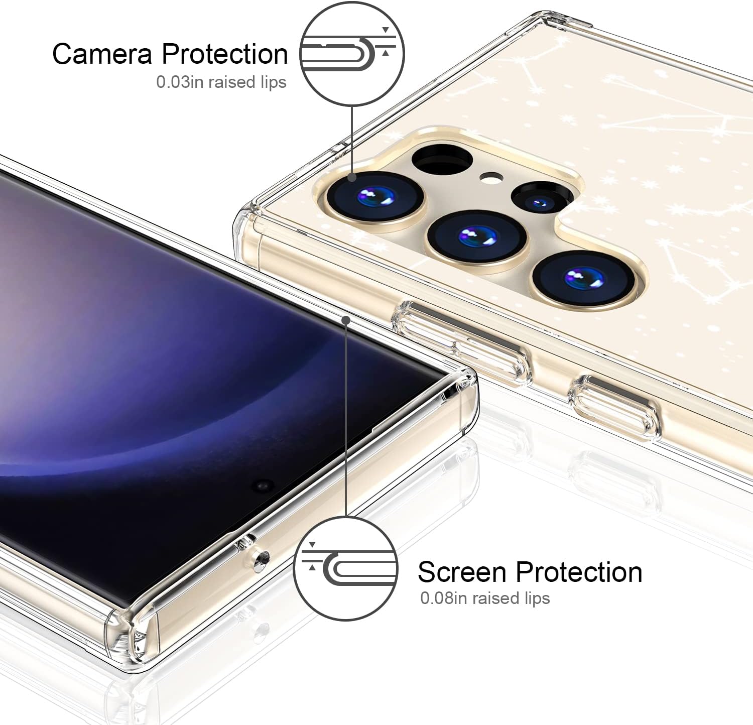 ICEDIO Funda para Samsung Galaxy S23 Ultra, delgada funda transparente con diseños de moda para niñas y mujeres, funda protectora duradera y