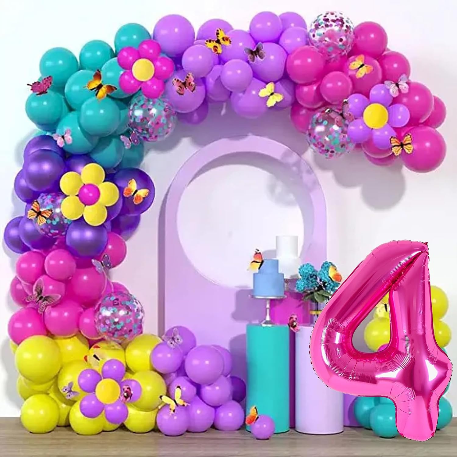 Globo gigante de 40 pulgadas, color rosa claro, número 4, globos de aluminio de Mylar con helio para fiestas de cumpleaños, decoraciones de 4