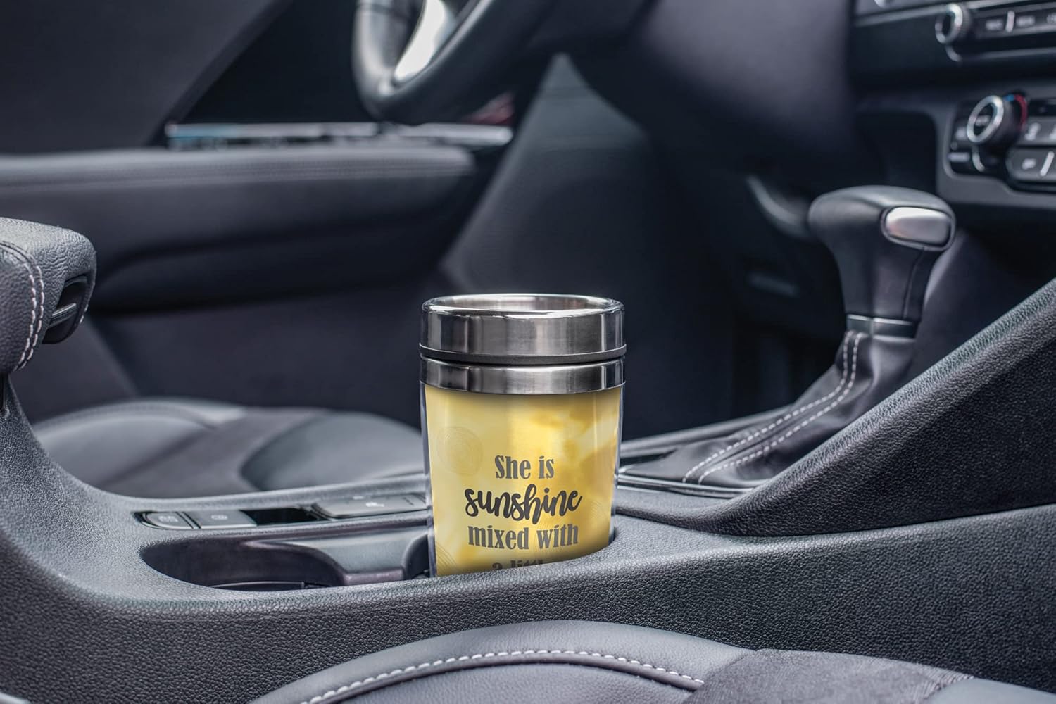 Elanze Designs Sunshine Mixed with Hurricane – Vaso de viaje de acero inoxidable amarillo de 16 onzas
