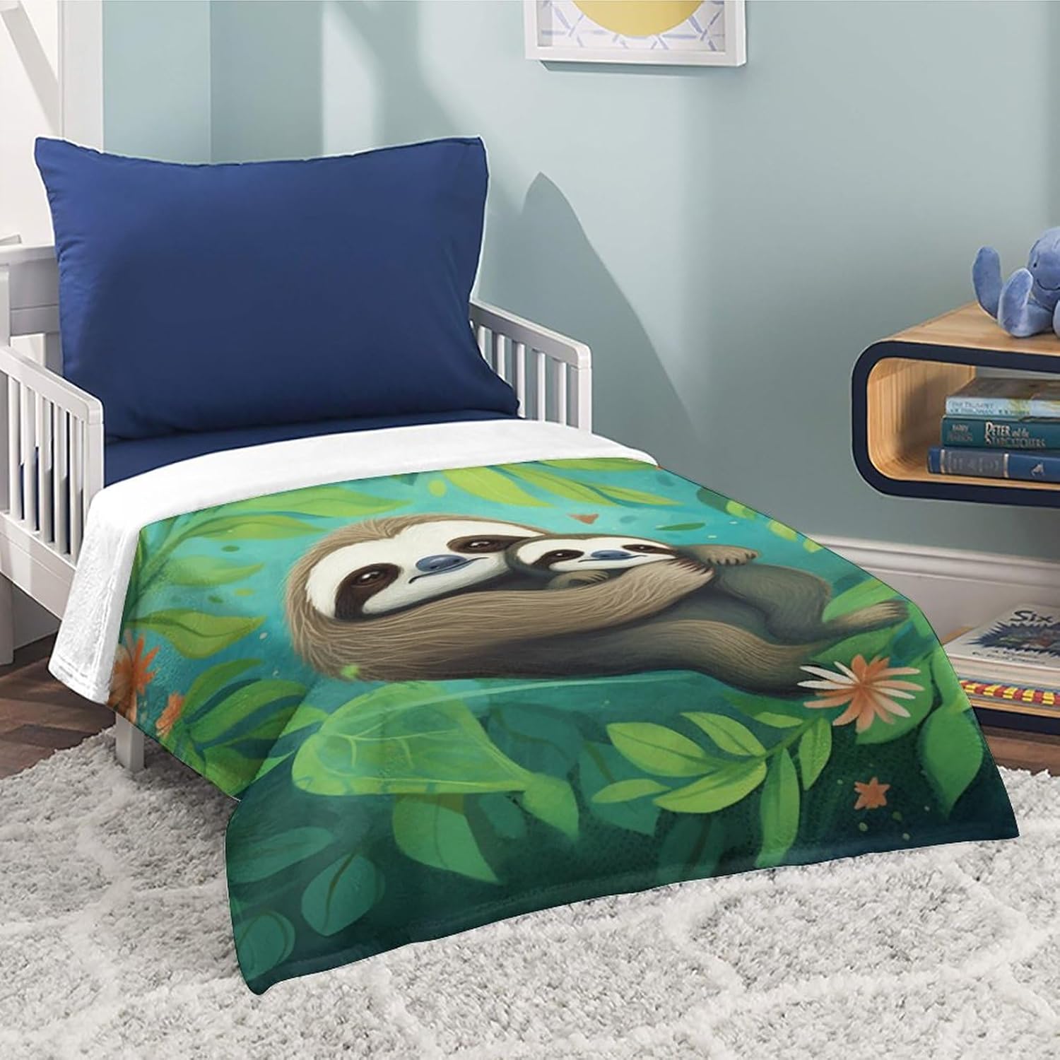 Manta ligera de franela con diseño de perezoso, manta cálida y acogedora para ropa de cama y sofá de invierno, 50 x 60 pulgadas, para adolescentes