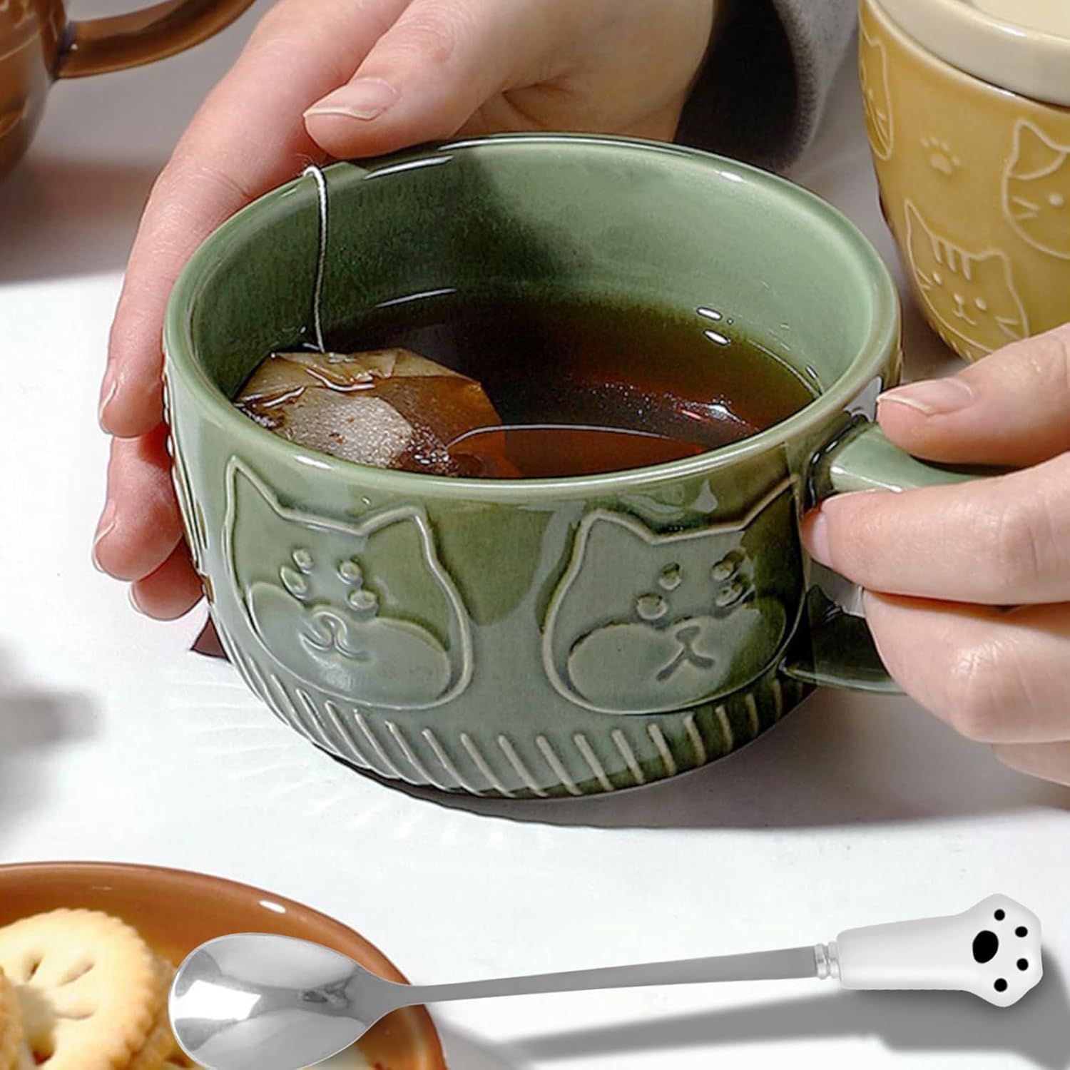 Regalos para mujeres, tazas de café Kawaii con tapas, regalos de cumpleaños de Navidad para niñas, amigos, niños, hombres, esposa, mamá, abuela,
