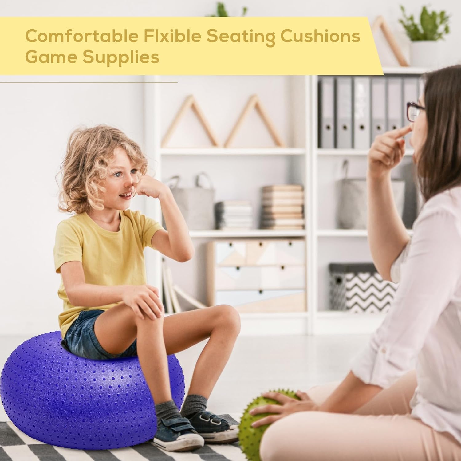 4 piezas de asientos flexibles mejorados con punto de masaje para aula, sillas de pelota de yoga elementales para niños, entrenamiento de