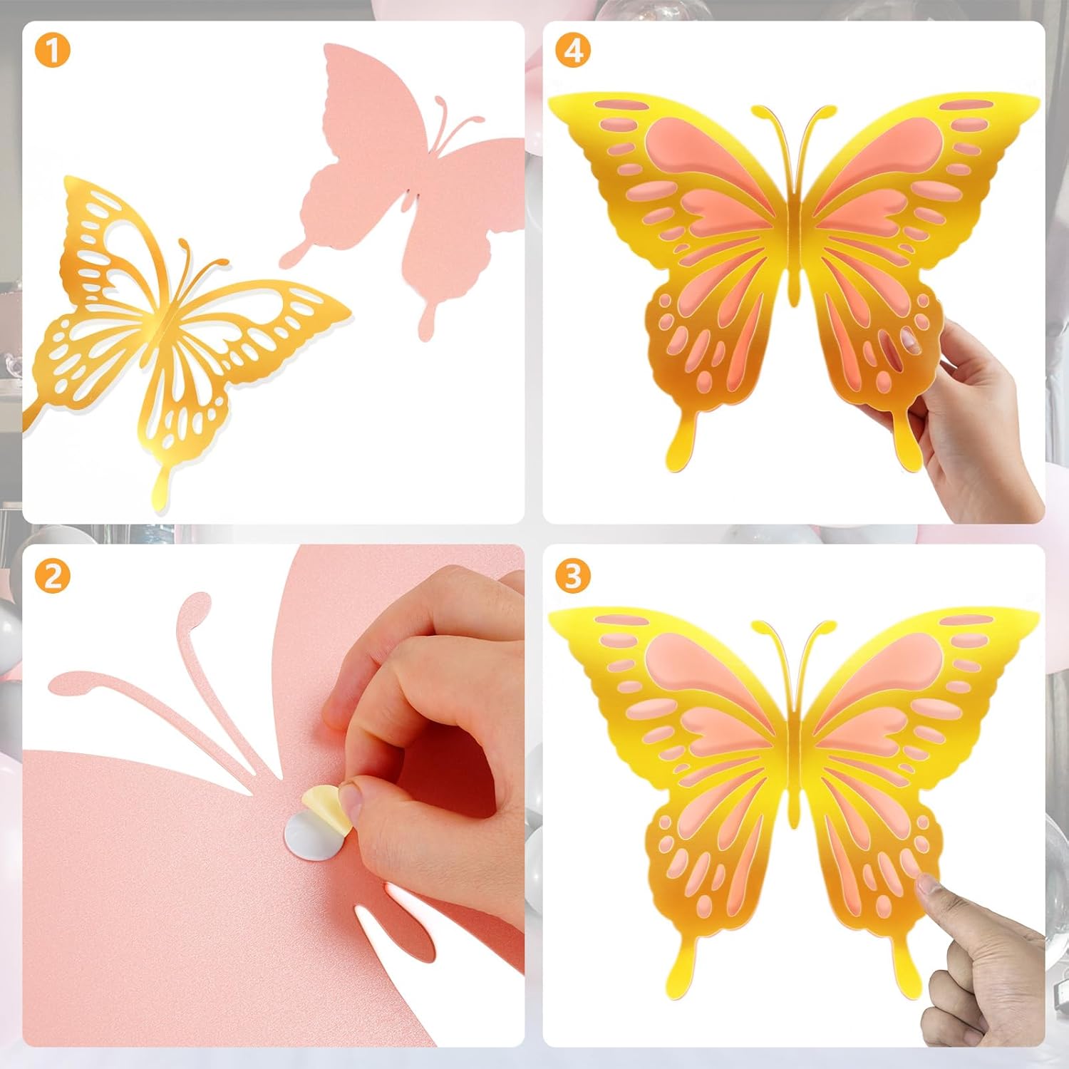 Decoración de fiesta de mariposa grande de 14 piezas, juego de decoración de pared de mariposa 3D, mariposa gigante para cumpleaños, baby shower,