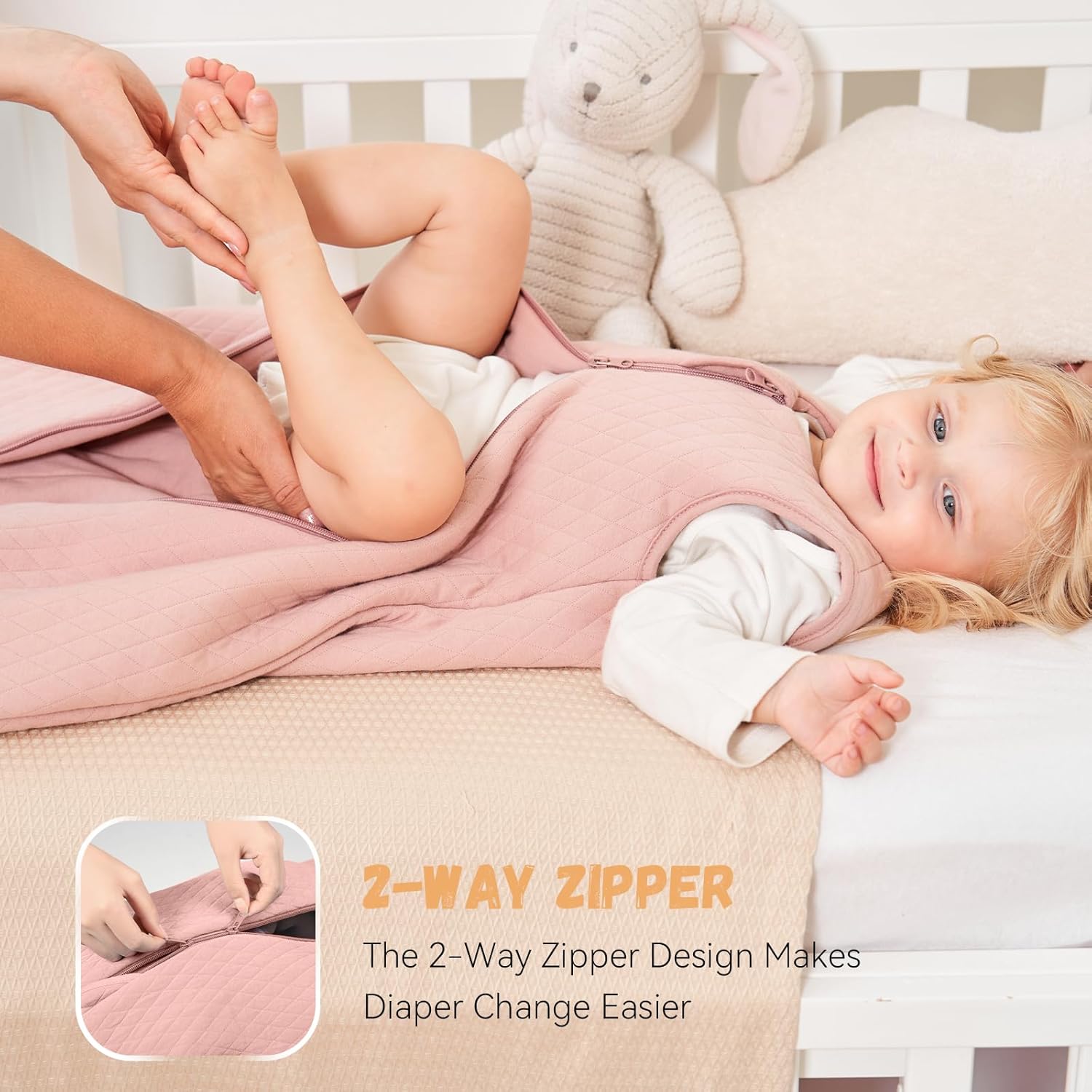 Yoofoss TOG 2.5 – Saco de dormir para bebé de 12 a 18 meses, 100 % algodón, con cremallera de 2 vías, cálido saco de dormir acolchado