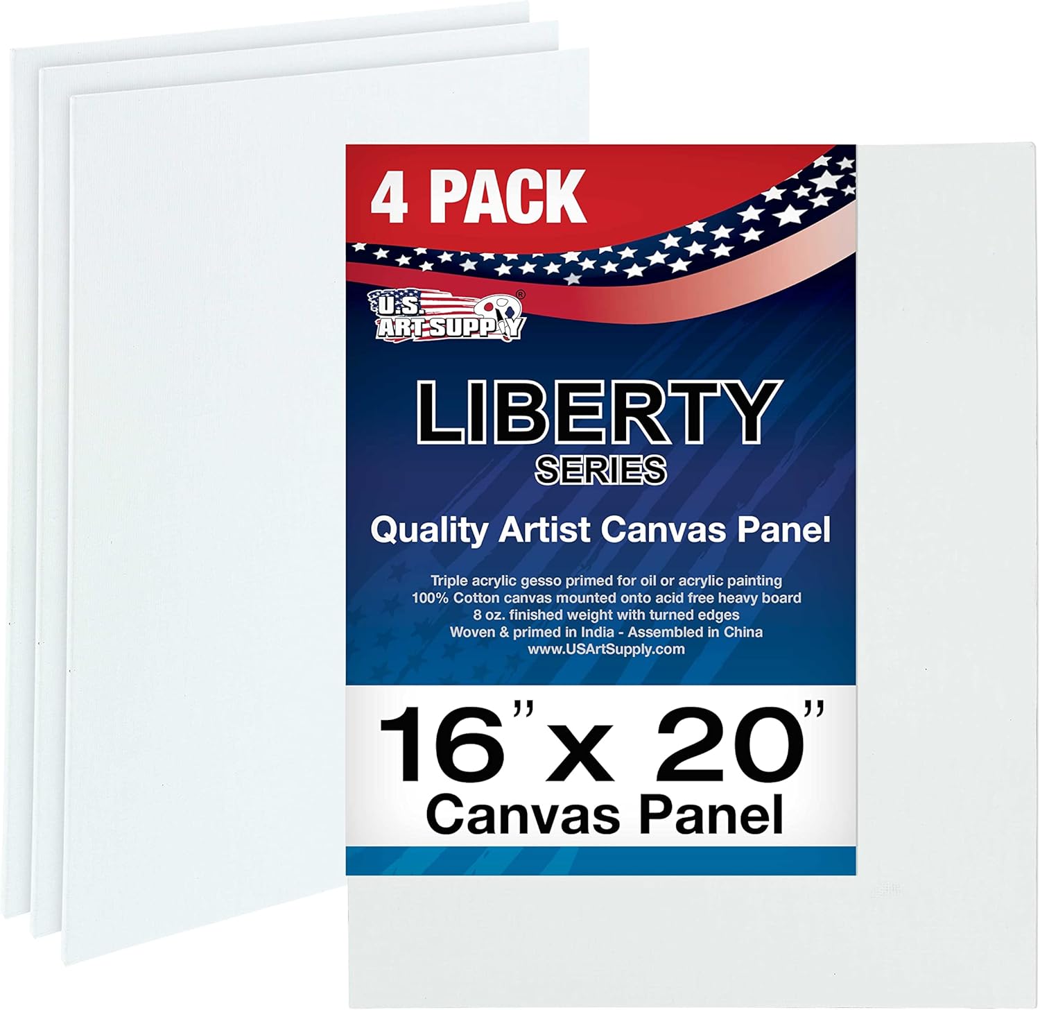 U.S. Art Supply Tableros de lienzo de 16 x 20 pulgadas, calidad de artista profesional, sin ácidos, para pintar (paquete de 4)