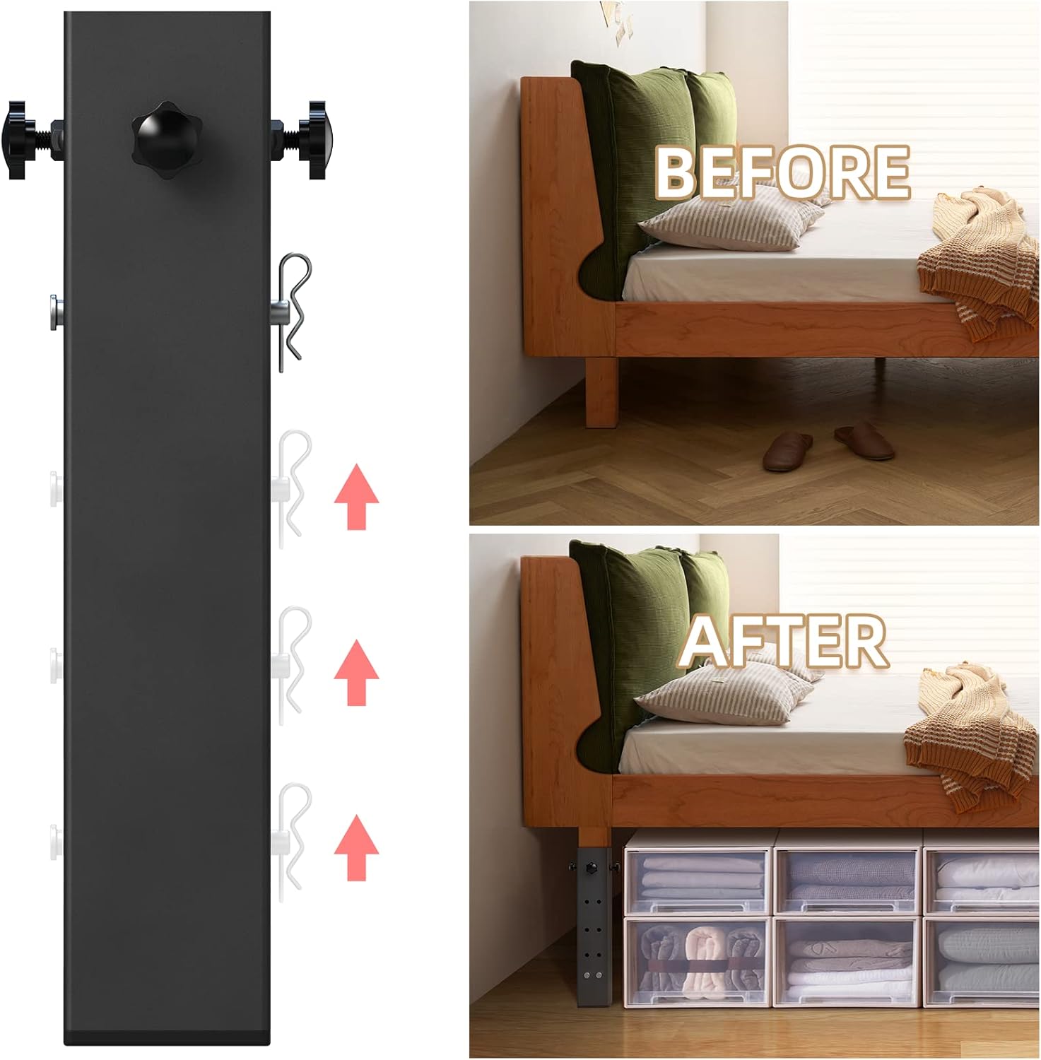 Paquete de 4 elevadores de cama de acero al carbono súper pesados para dormitorios universitarios cuadrados de madera, mesas, elevadores cuadrados